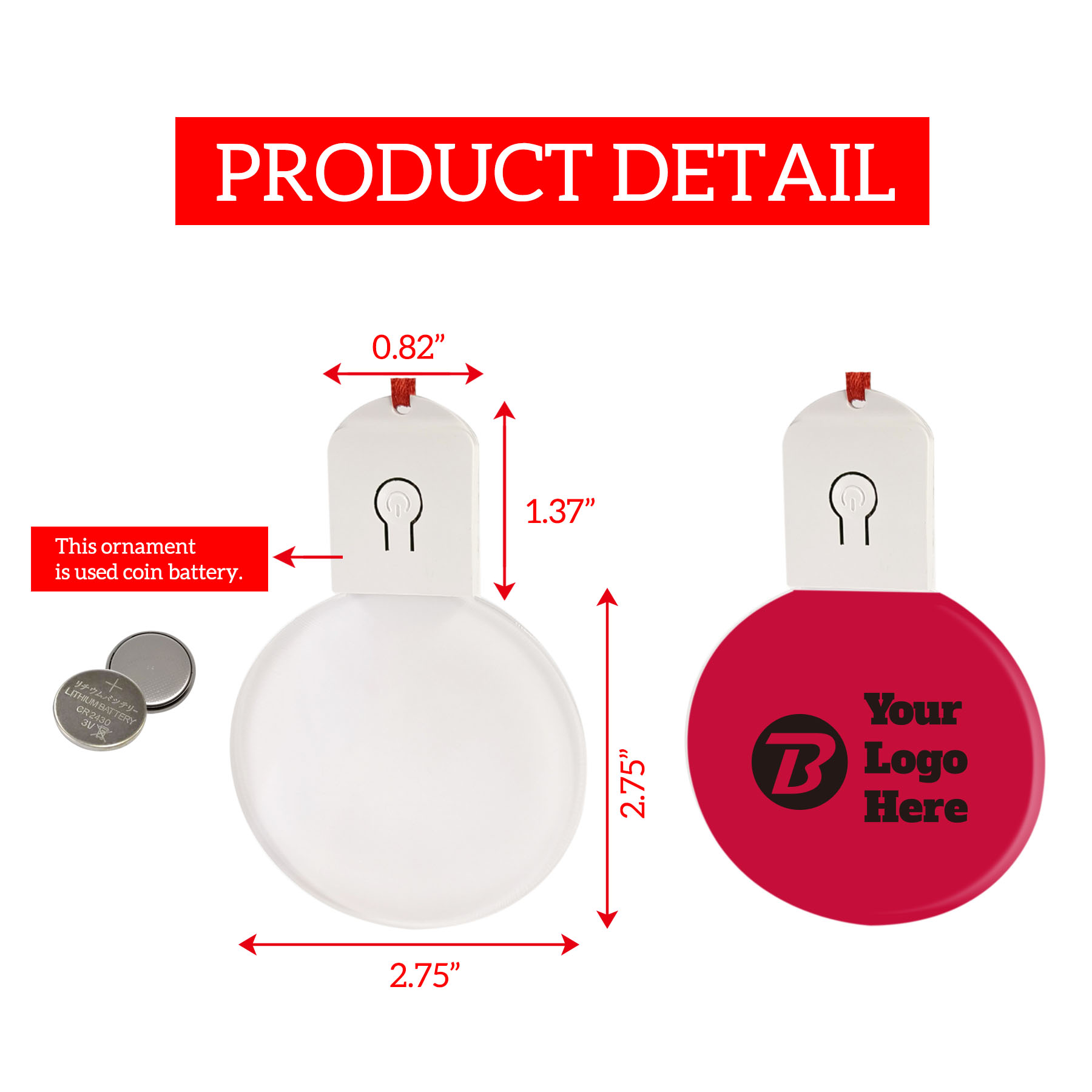 Free Shipping Full Color Christmas Illuminated Acrylic Round Ornament 65