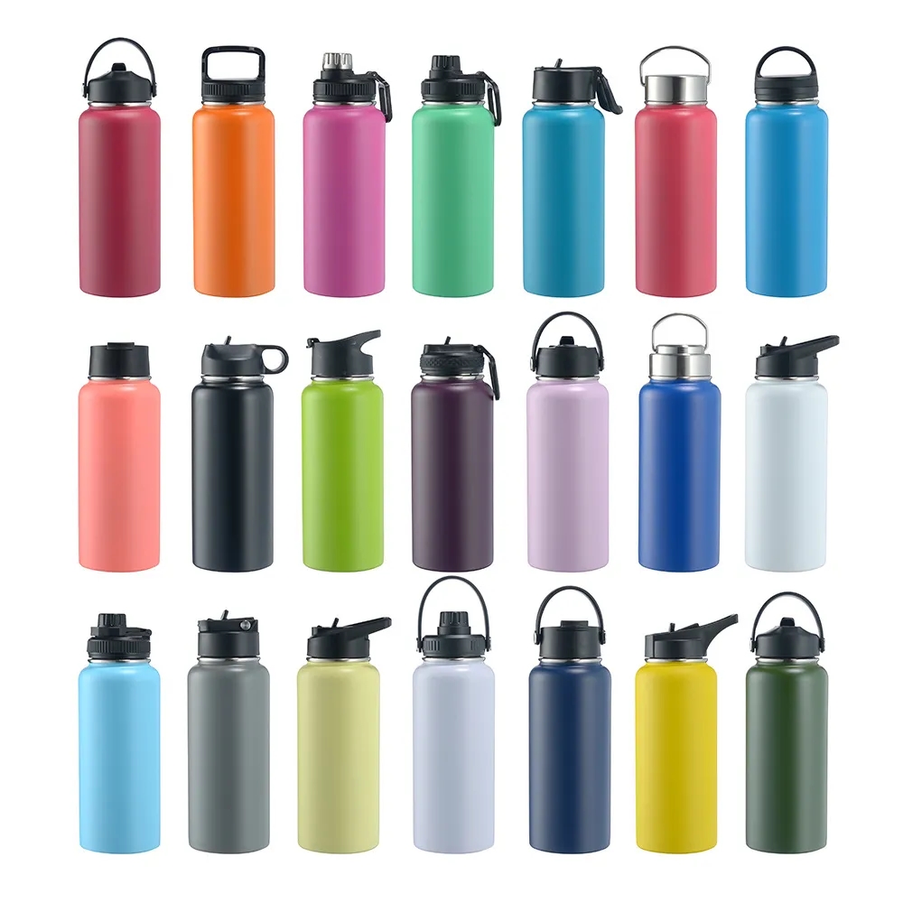 Multi Lids Stainless Steel Bottle 12/16/18/22/25/32/40 Oz 13
