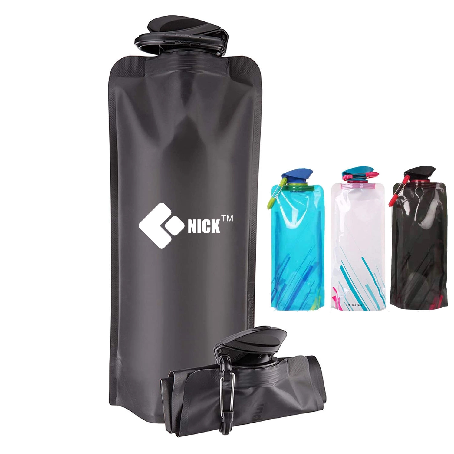 21 Oz Collapsible Water Bottle with Carabiner 2