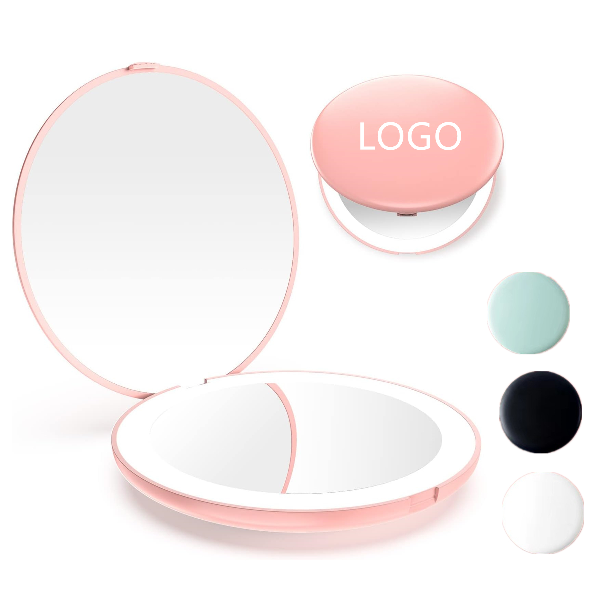 LED Lighted Travel Makeup Mirror 10x Magnification Compacts