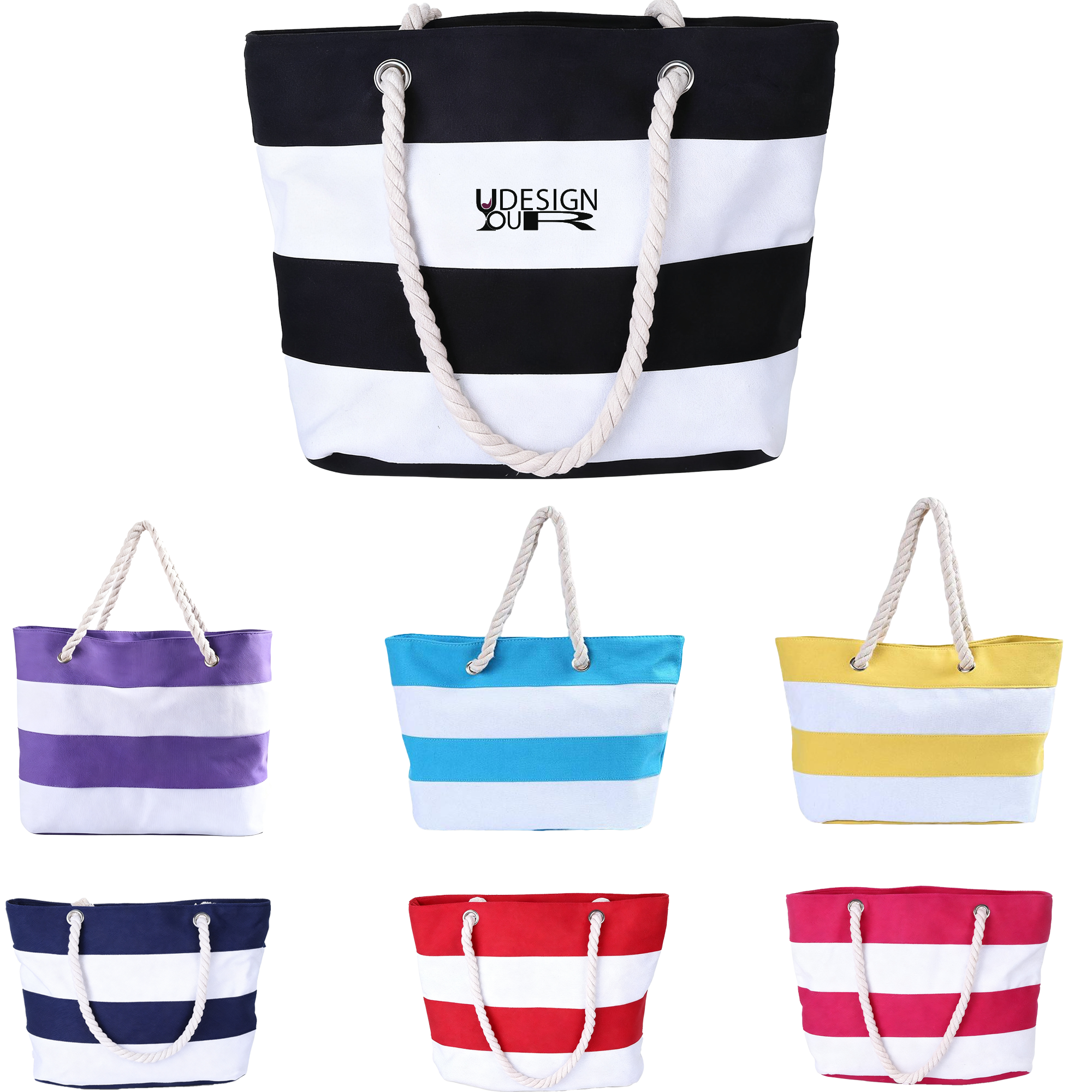 Outdoor Thick Hemp Rope Shoulder Bag Beach Stripe Eco-Bag 2
