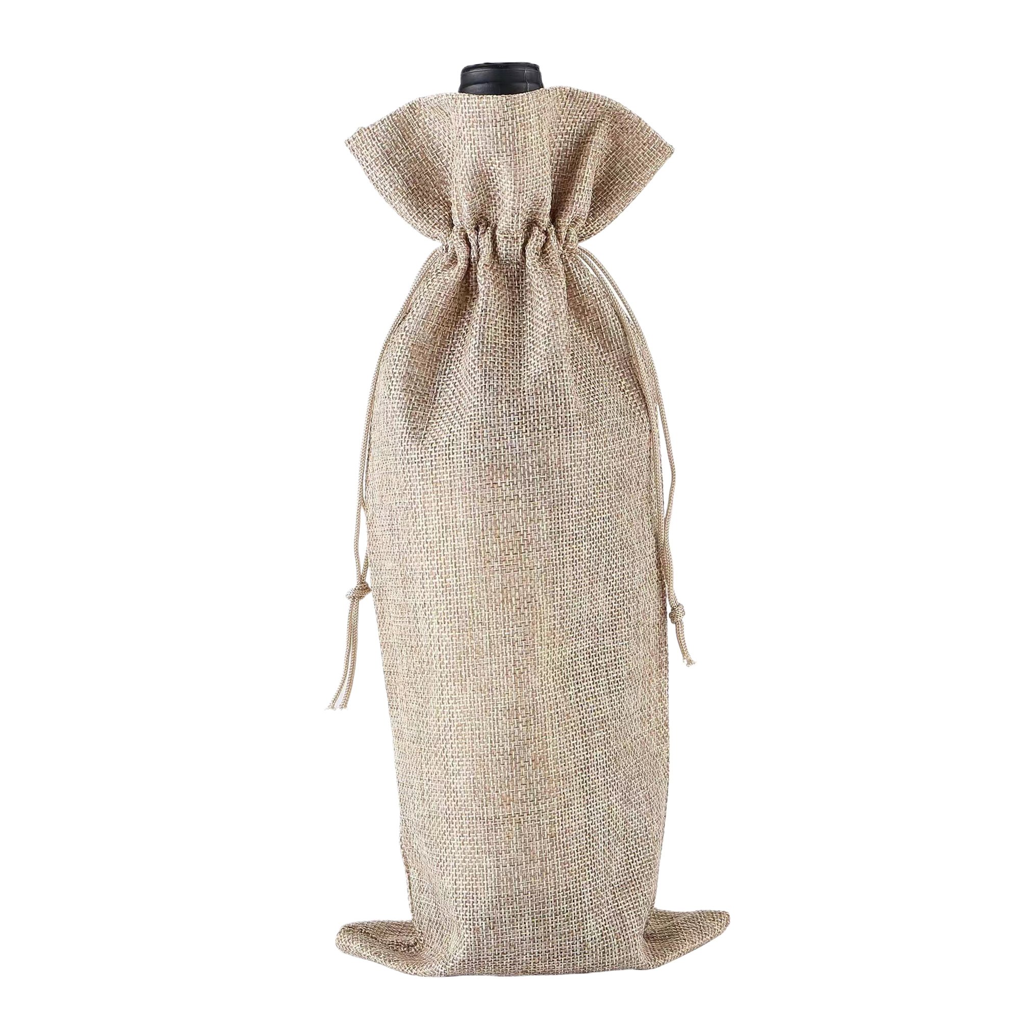 Burlap Wine Bag Set With Drawstring Closure 2