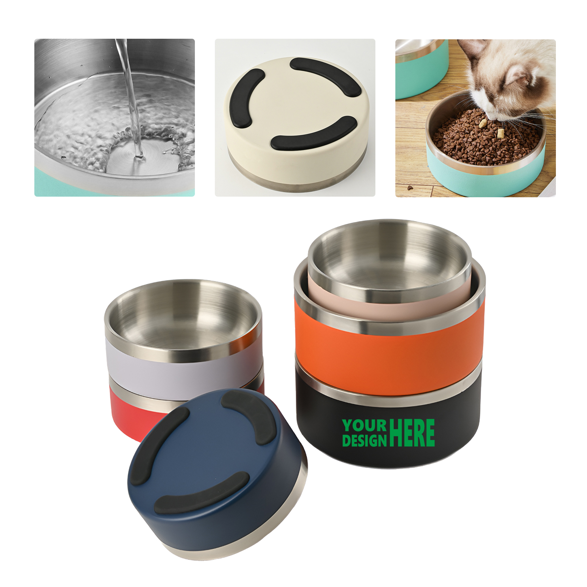 MOQ50 Anti-Slip 304 Stainless Steel Pet Bowl for Dogs 2