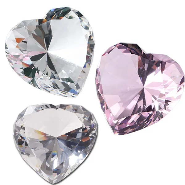 Red Heart Shaped Crystal Diamond Paperweight 6