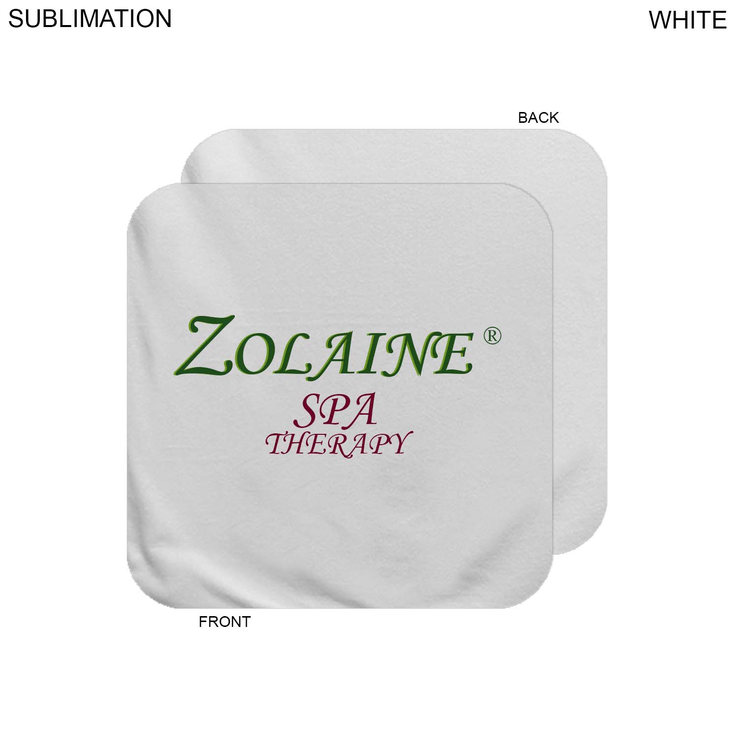 Plush and Soft White Velour Terry Cotton Blend Face Cloth, 12x12, Sublimated Full color logo 2