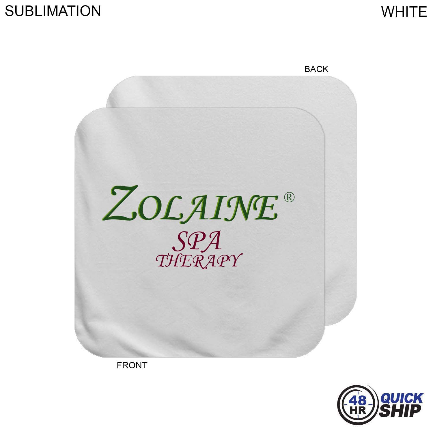 48Hr Quick Ship - Plush and Soft White Velour Terry Cotton Blend Face Cloth, 12x12, Sublimated 3