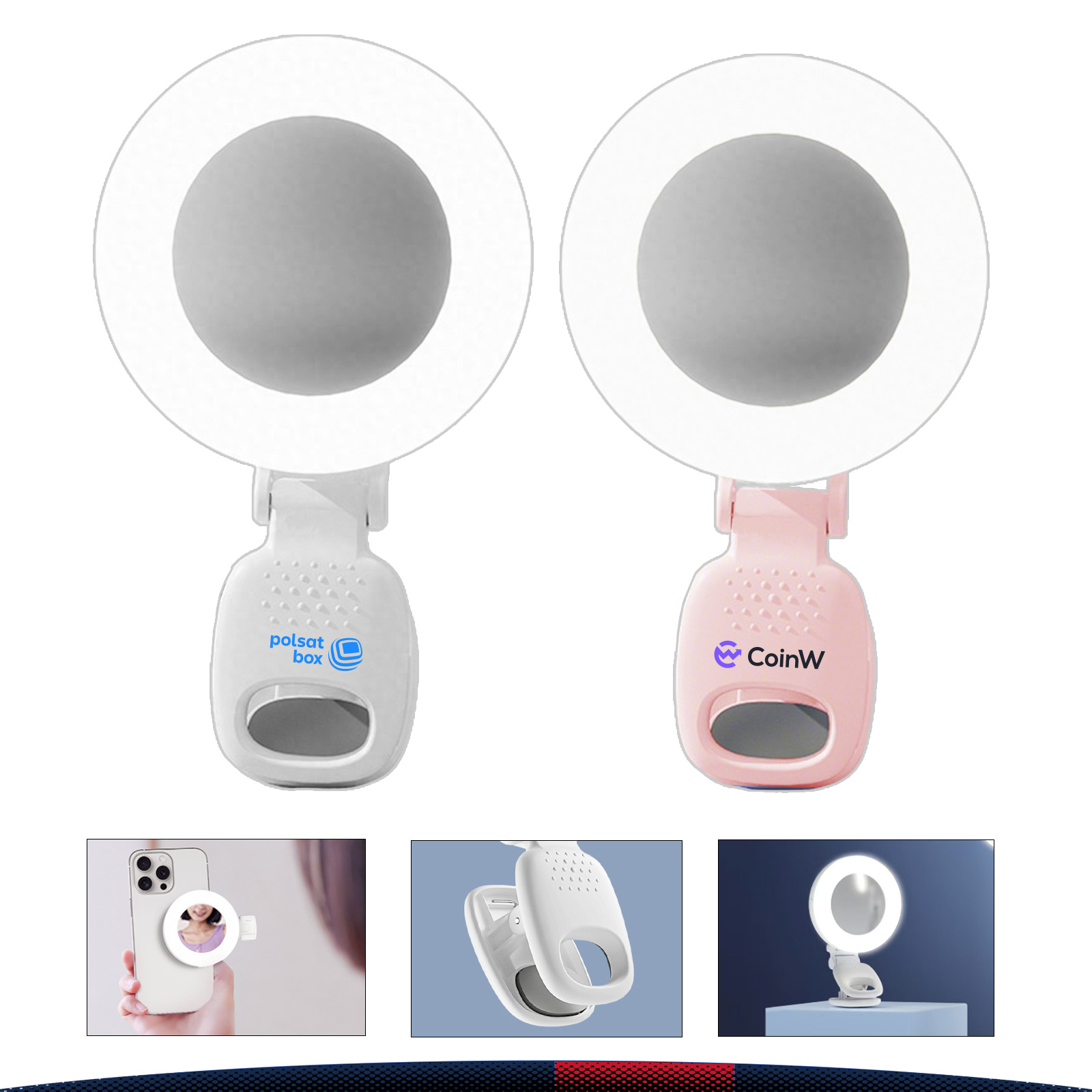 Auralite Clip-On Rechargeable Mirror Selfie Ring Light 1