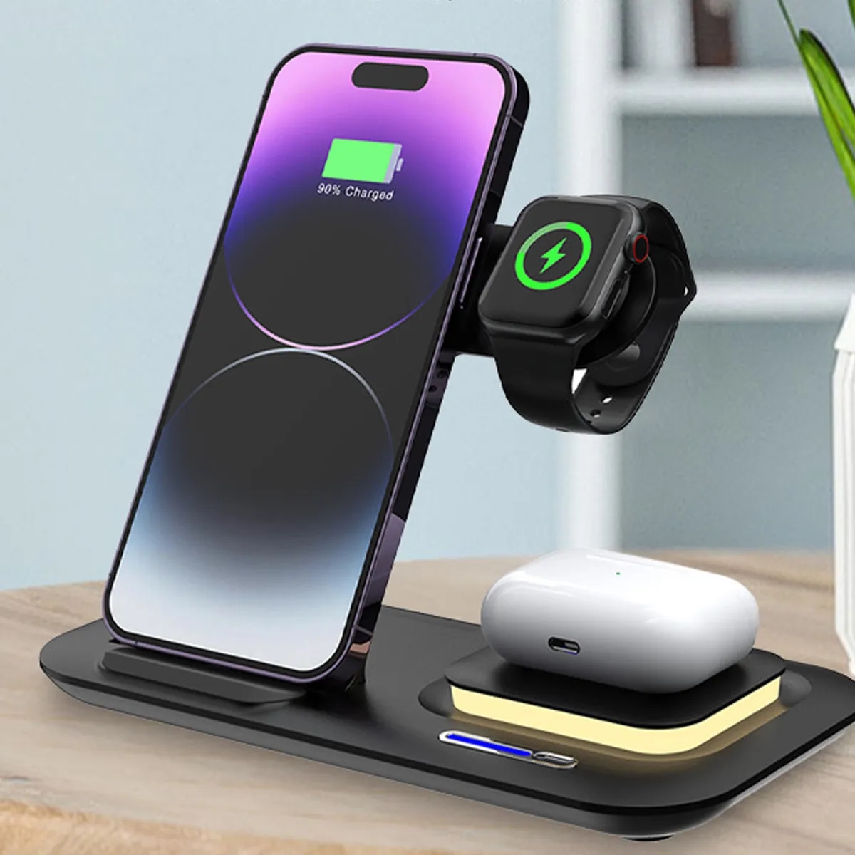 3-in-1 15W Wireless Charging Station For Phone Watch Earphone 6