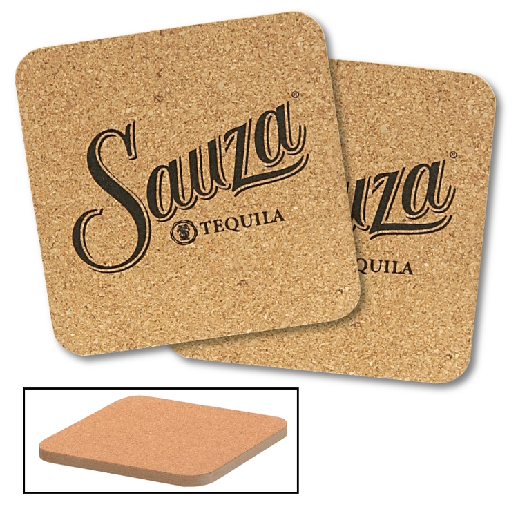 Cork & Fiberboard Square Beverage Coaster 1