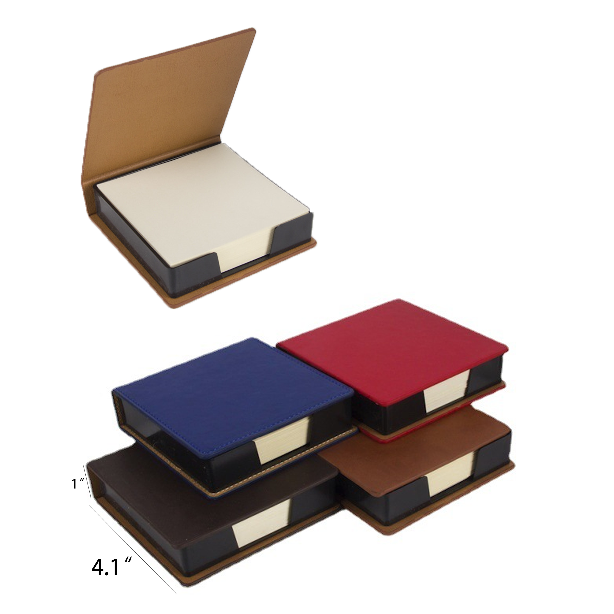 Leatherette Flip-Top Box With Sticky Note Paper 1