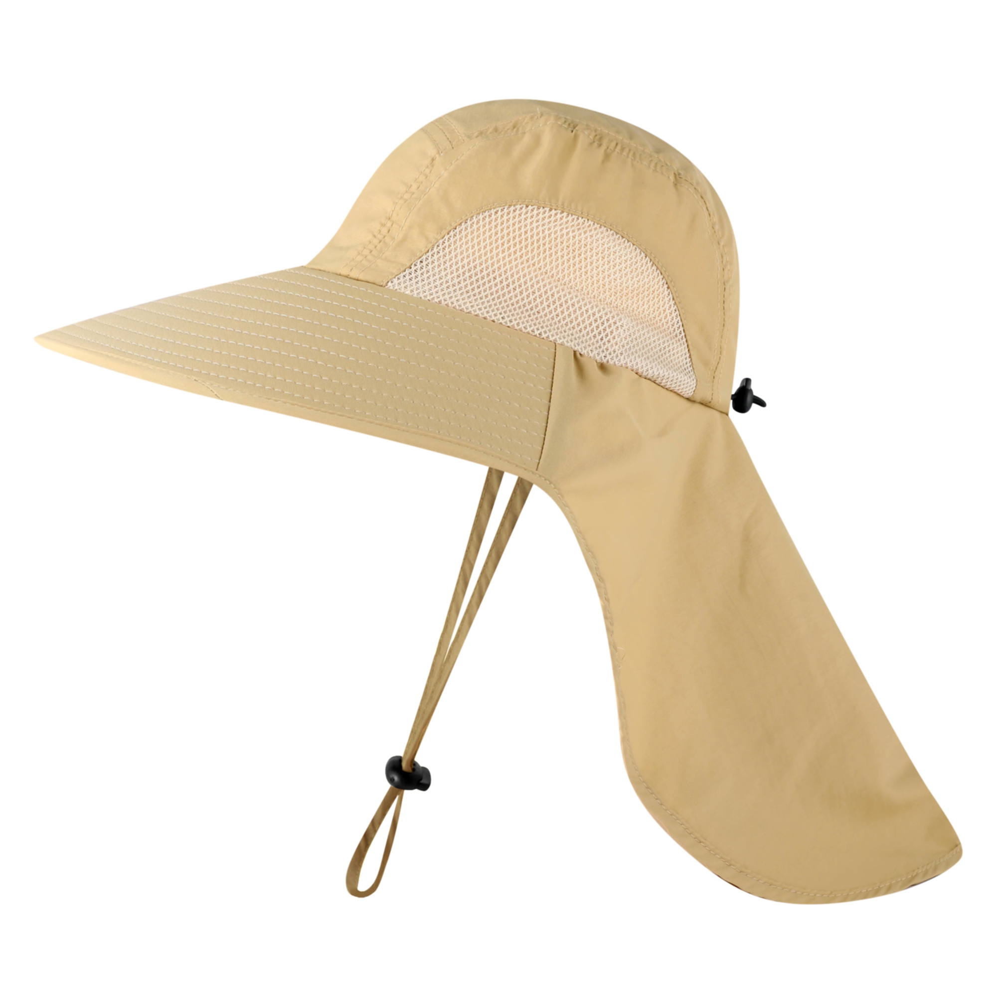 Unisex Sun Protection Bucket Hat w/Neck Flap and Drawstring 3