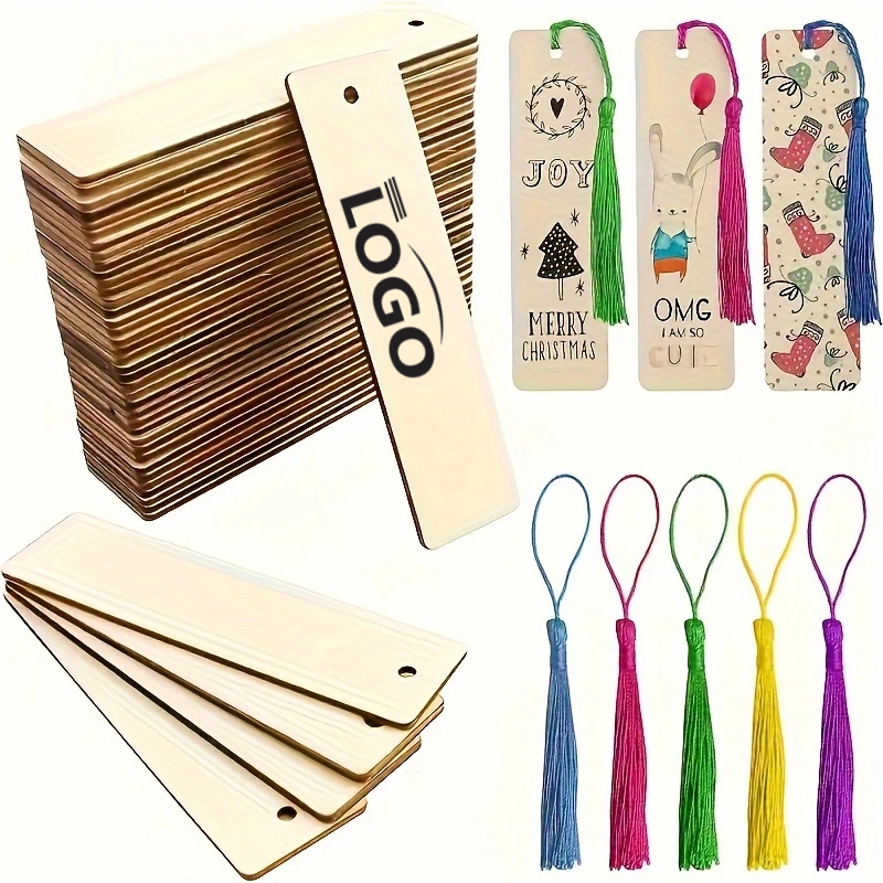 Wooden Blank Bookmark Handmade DIY With Tassels 1