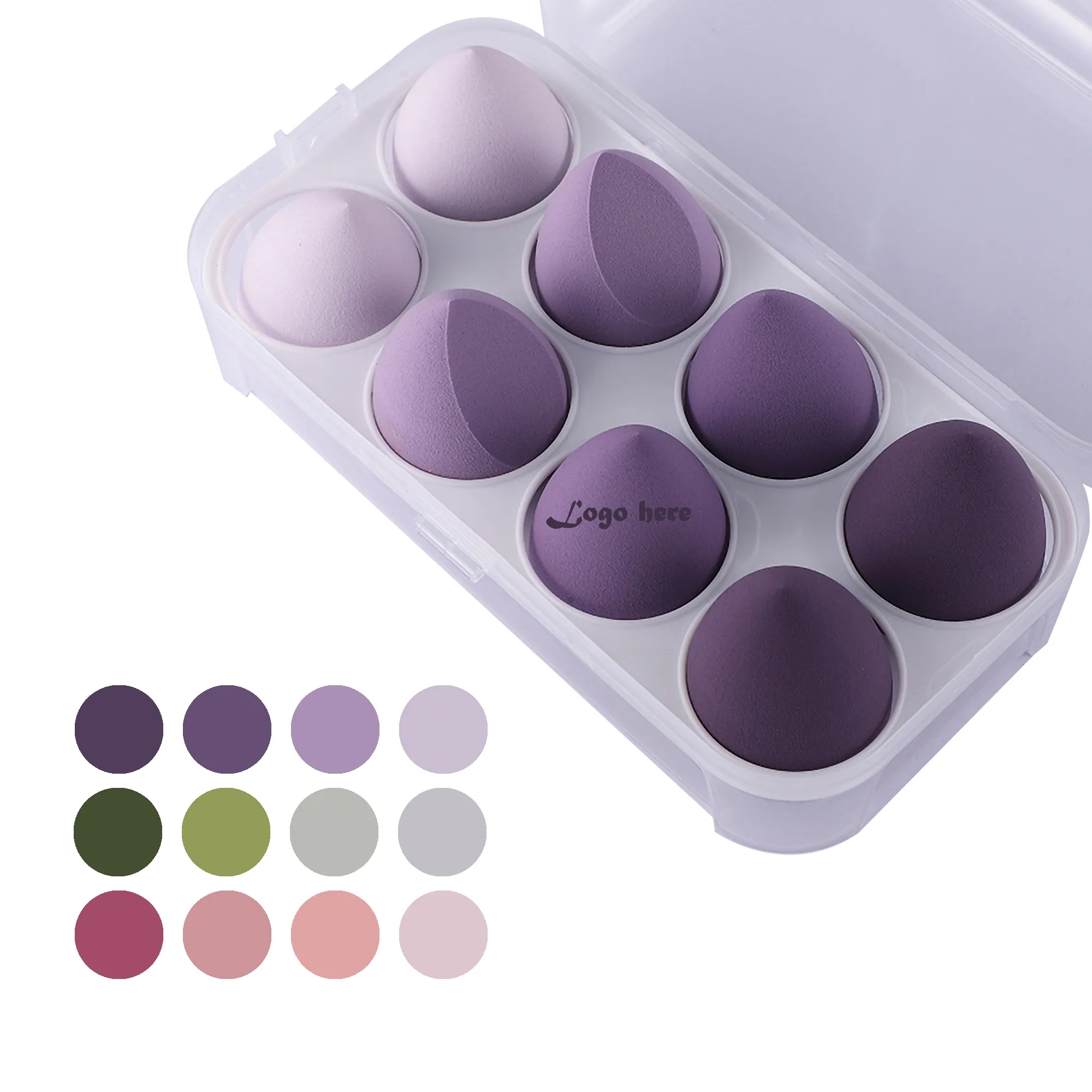 8 Pcs Makeup Sponge Beauty Blender Case Cream Powder Liquid 5
