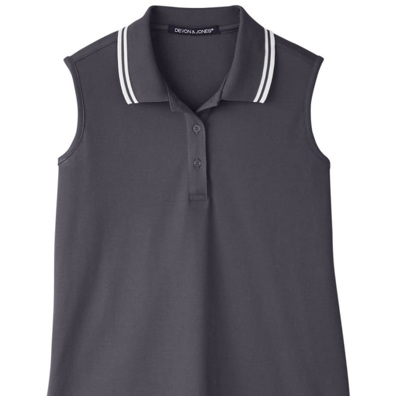 Devon & Jones Ladies' CrownLux Performance™ Plaited Tipped Sleeveless Polo 6