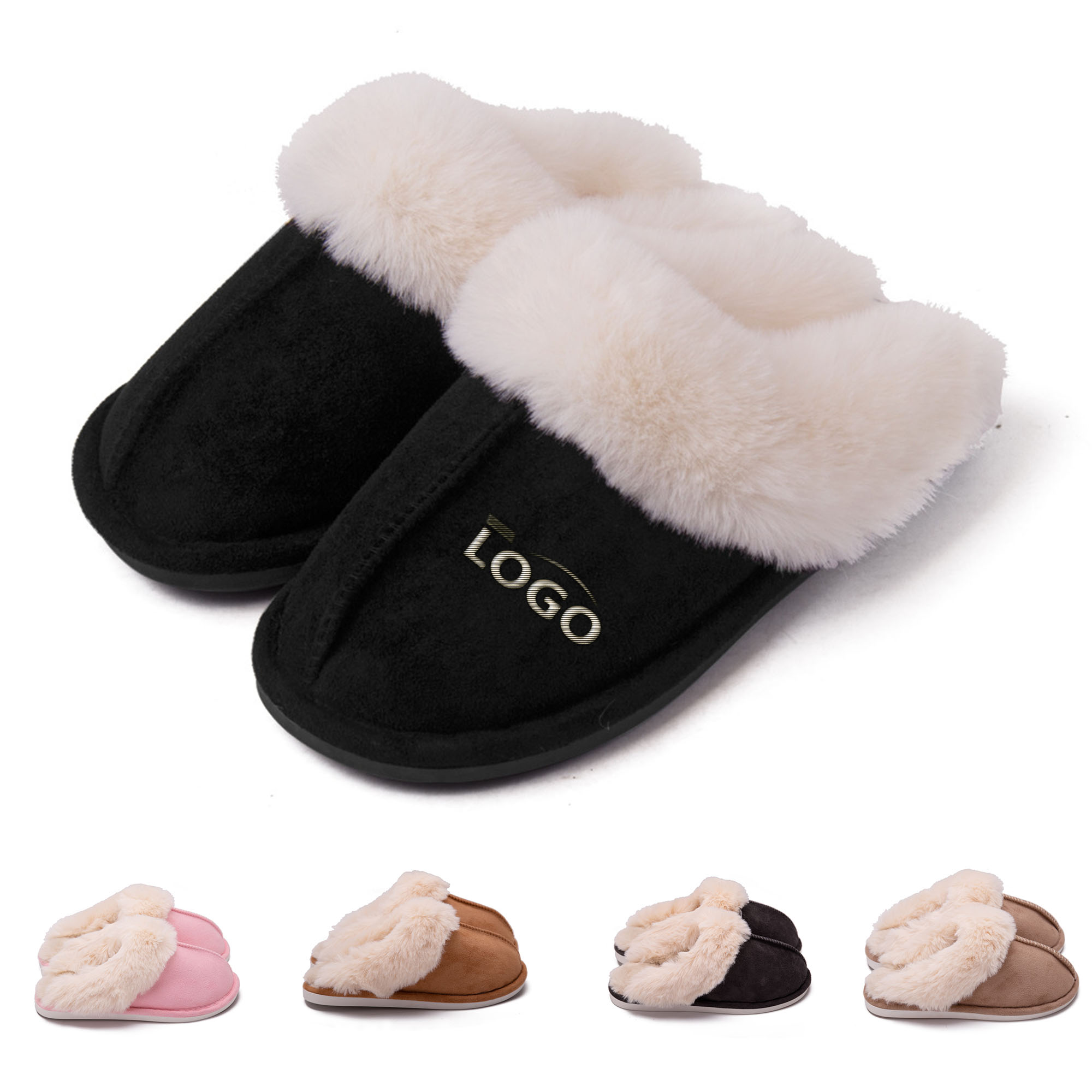 Soft Plush Slippers with Custom Embroidery 1