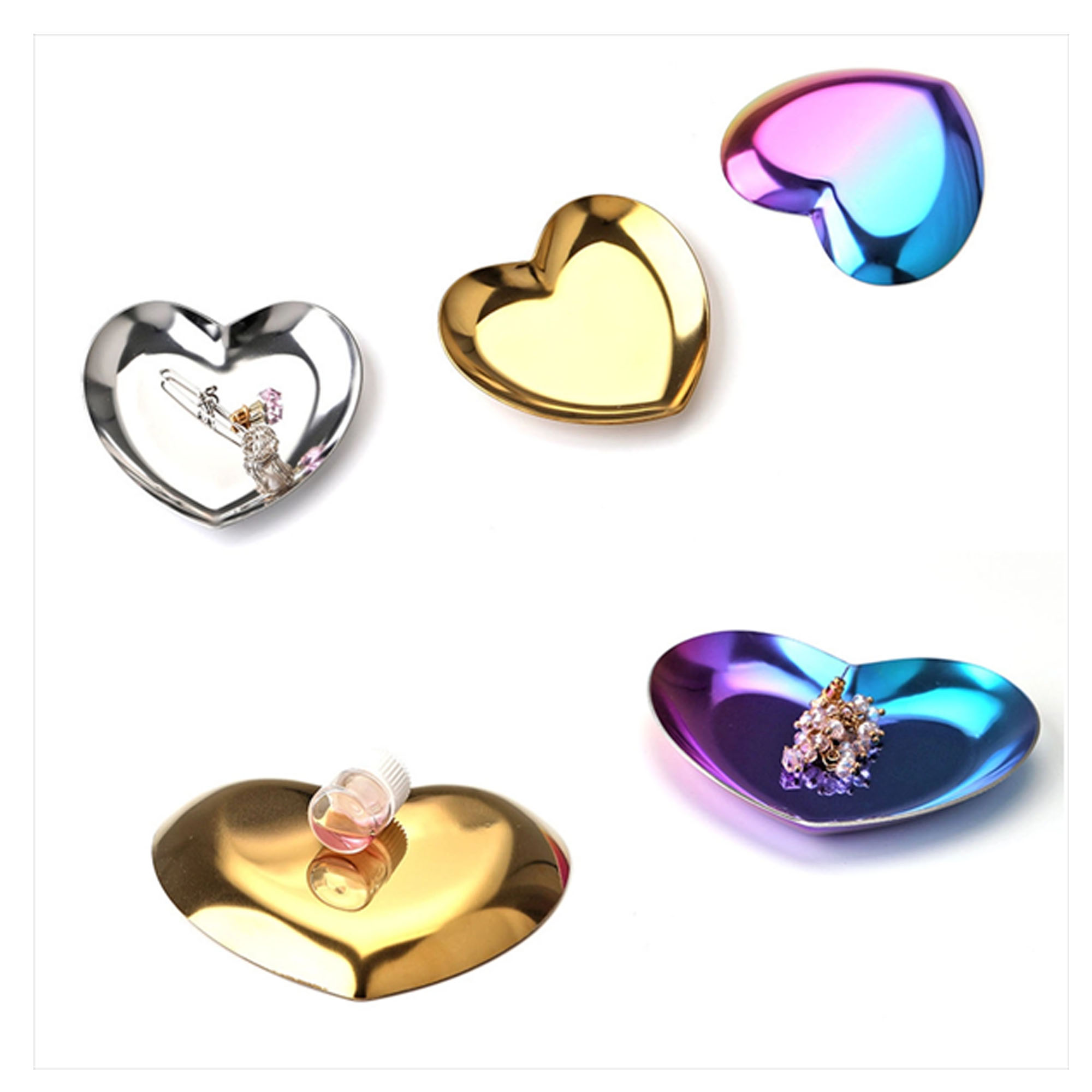 Stainless Steel Compact Heart-Shaped Jewelry Storage Tray ?C Perfect For Small Items 2