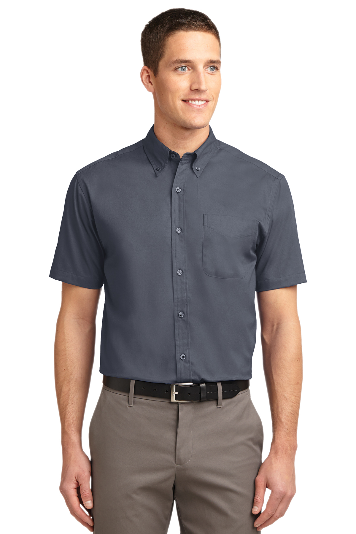 Men's Short Sleeve Oxford Button-Down Easy Care Shirts 25