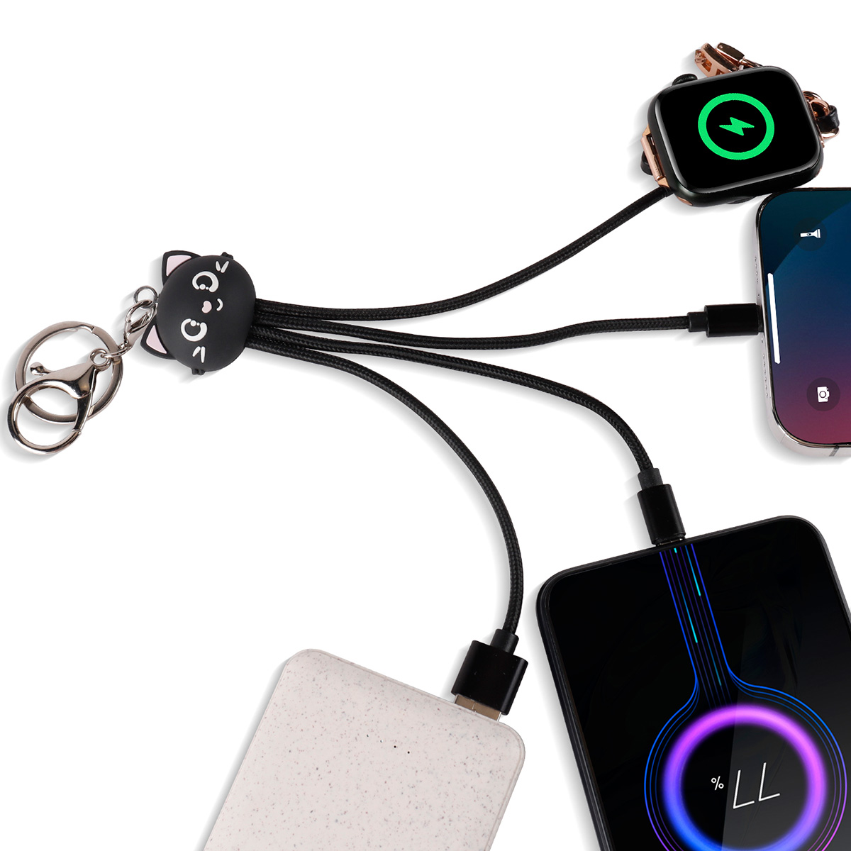 PVC Multi-Port Charging Cable with Apple Watch Wireless Charger - Stock & Custom PVC Options 5