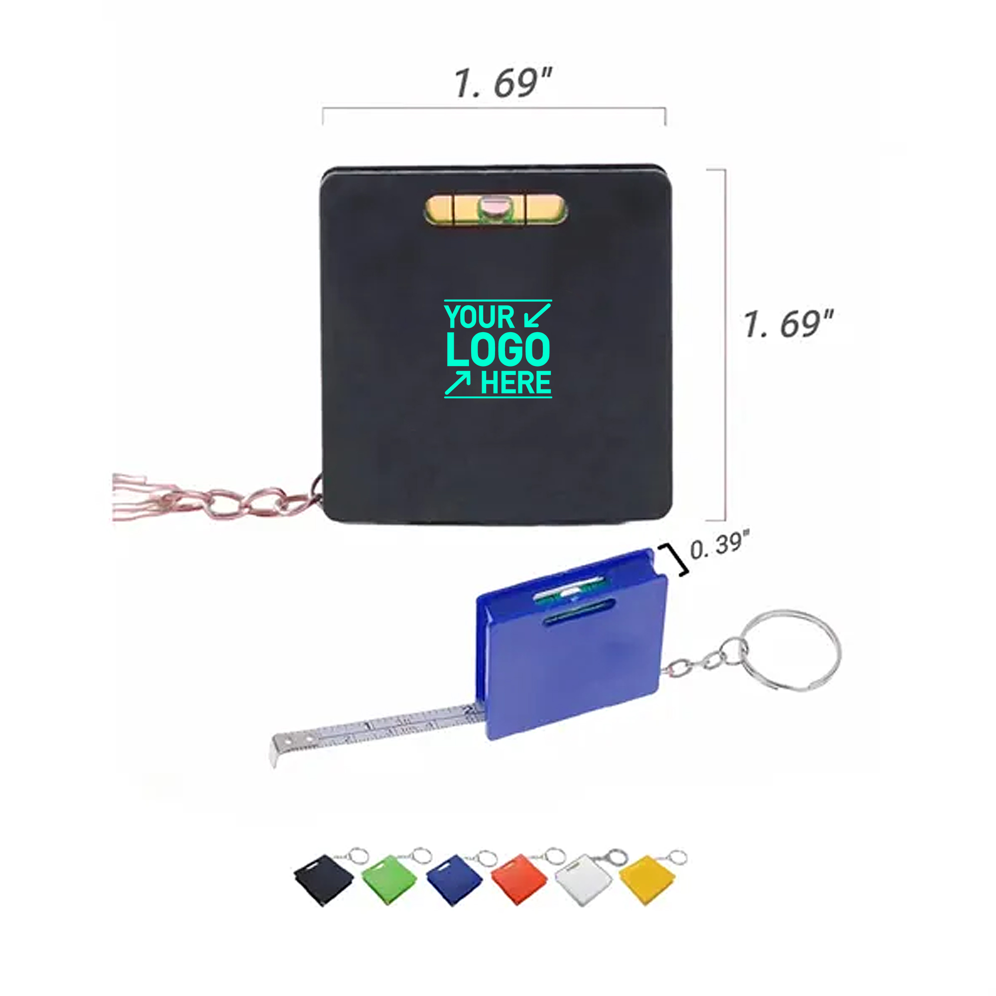 Mini Tape Measure Keychain with Built-in Level 2