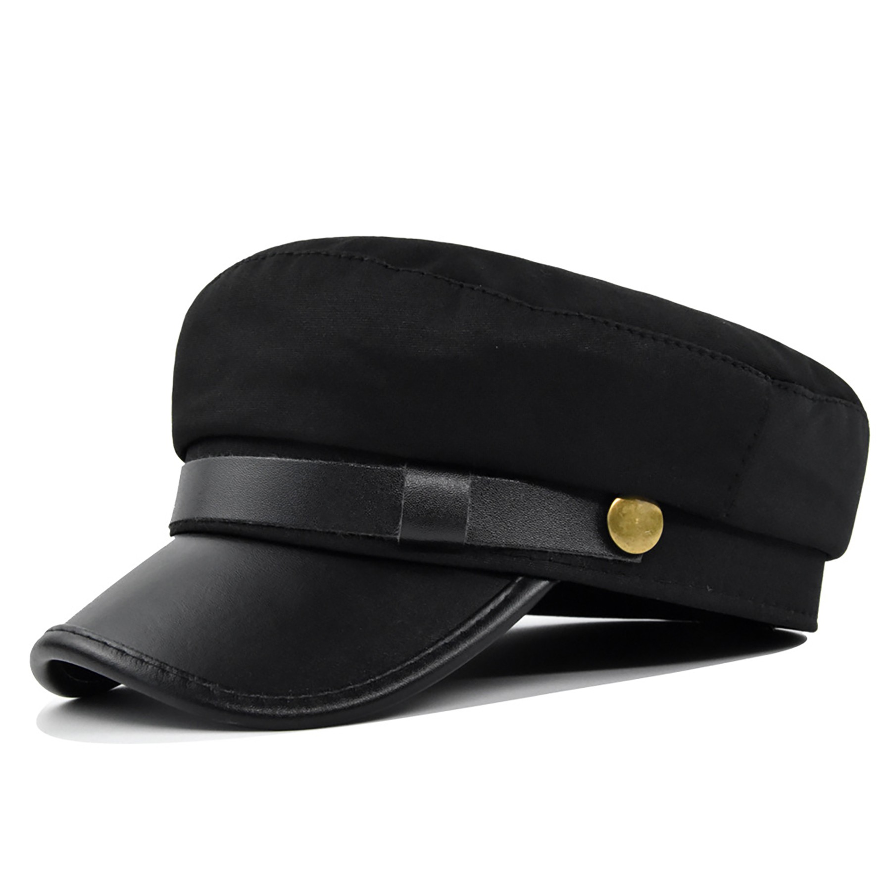PU Brim Cabbie Beret Hat 2