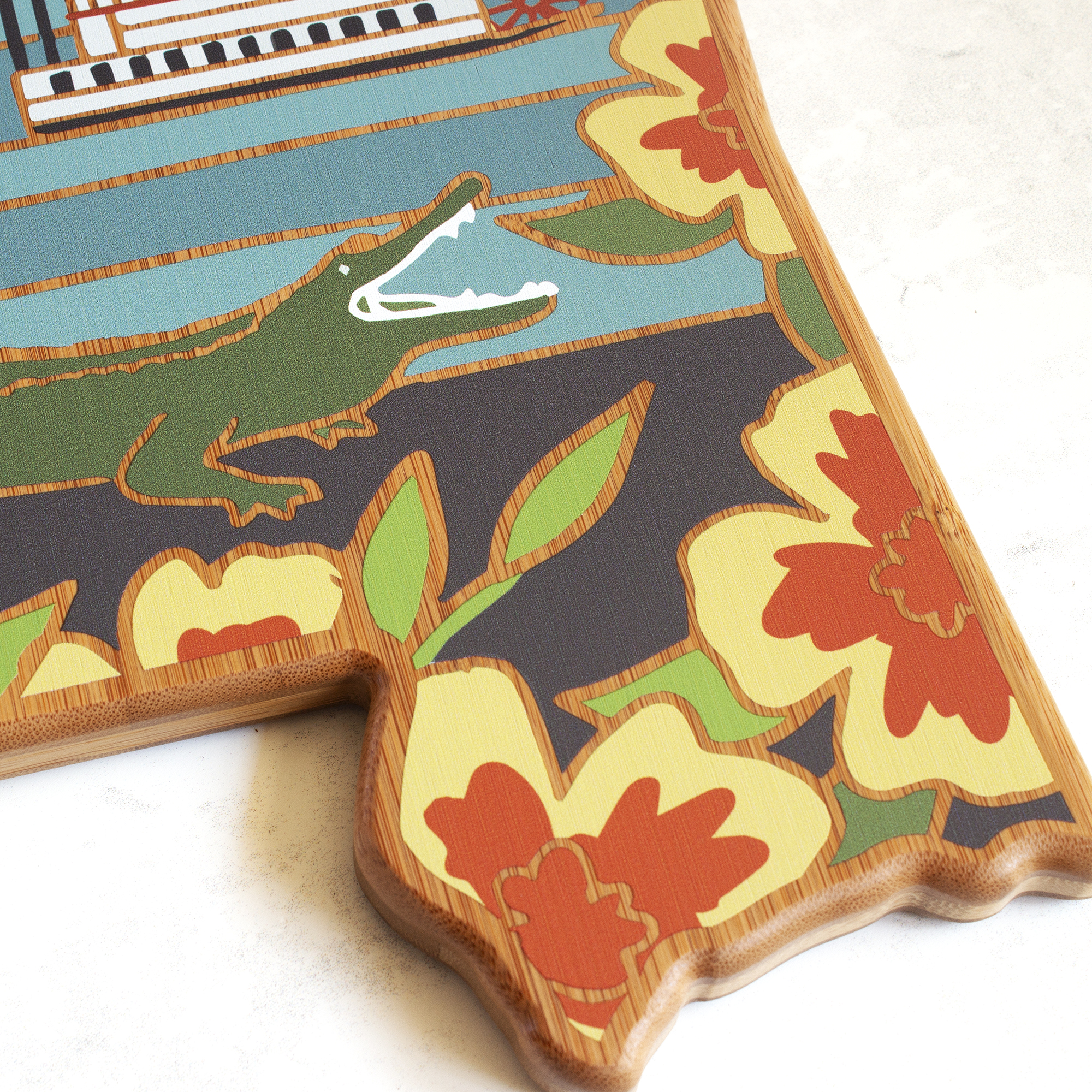 Mississippi State Shaped Serving and Cutting Board with Artwork by Summer Stokes 2