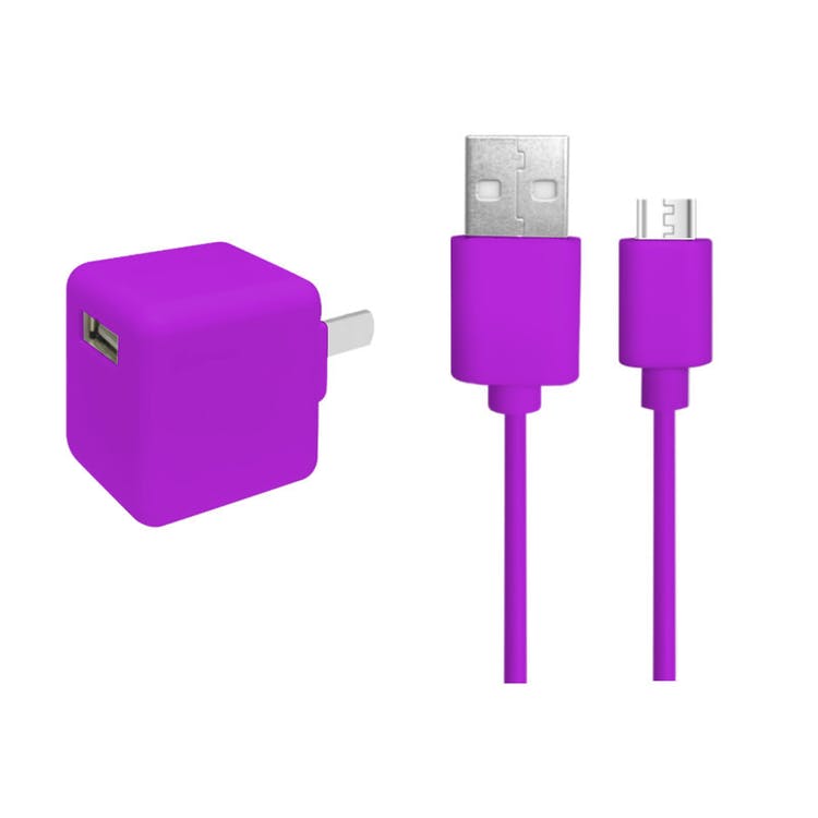2-in-1 Micro USB & AC Adaptor Set - Purple 4' 2
