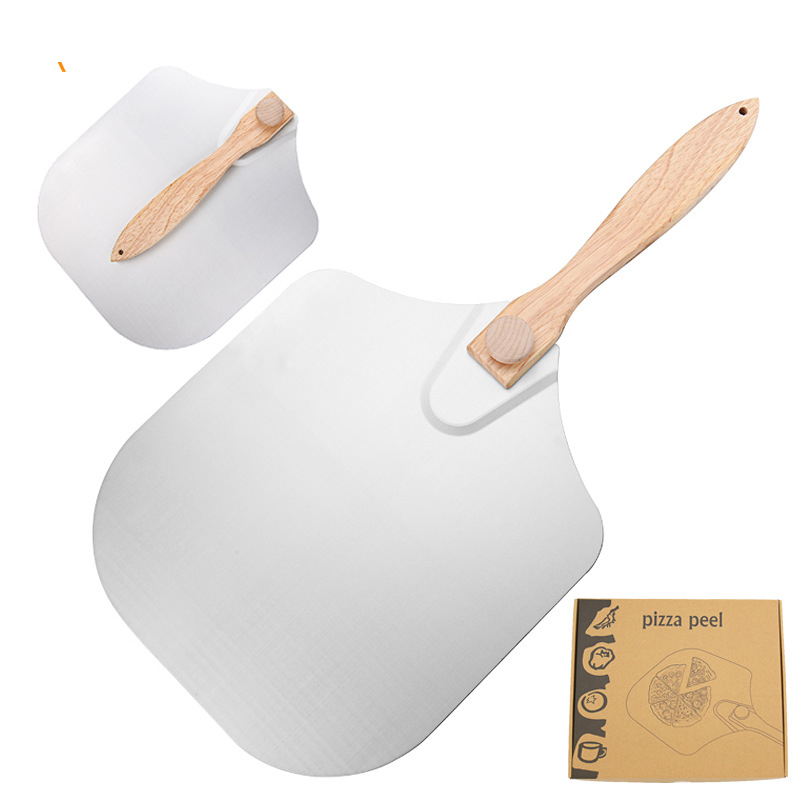 12 Inch with Foldable Wood Handle Stainless Steel Pizza Rocker Cutter 5
