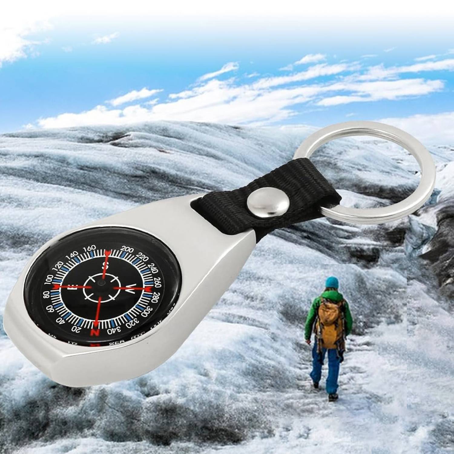 Outdoor Portable Compass Alloy HandheldPendant Key Chain 3