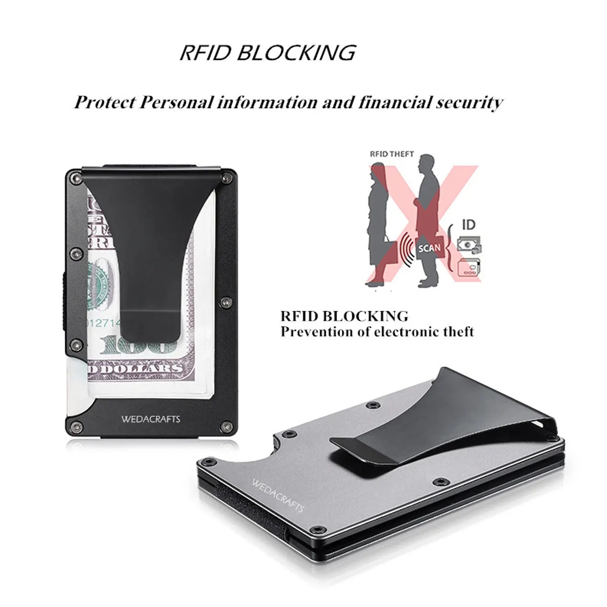 Metal RFID Blocking Wallet With Money Clip 2