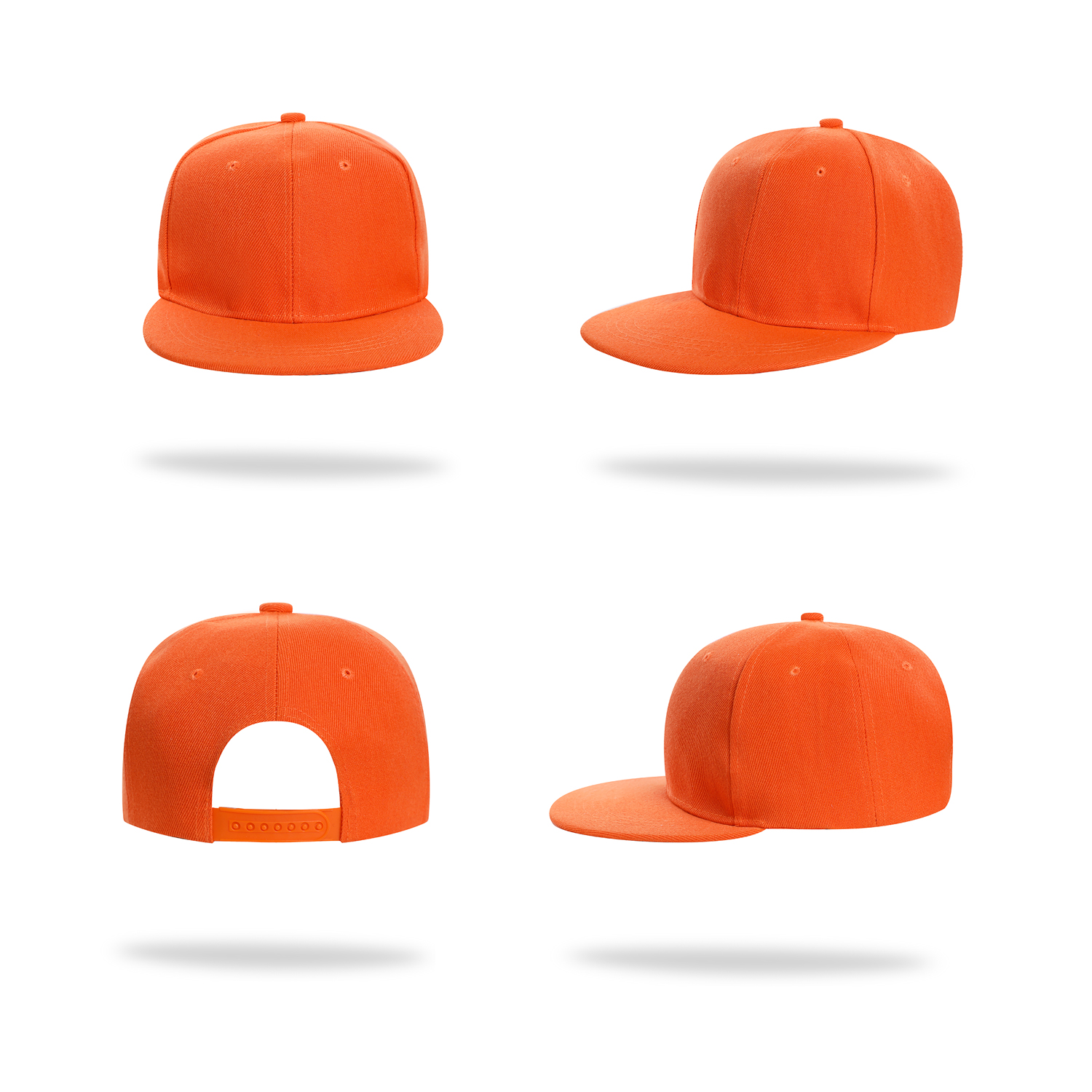 Stock Solid Color Polyester 6 Panel Cap w/Flat Visor & Snapback Fastener 4
