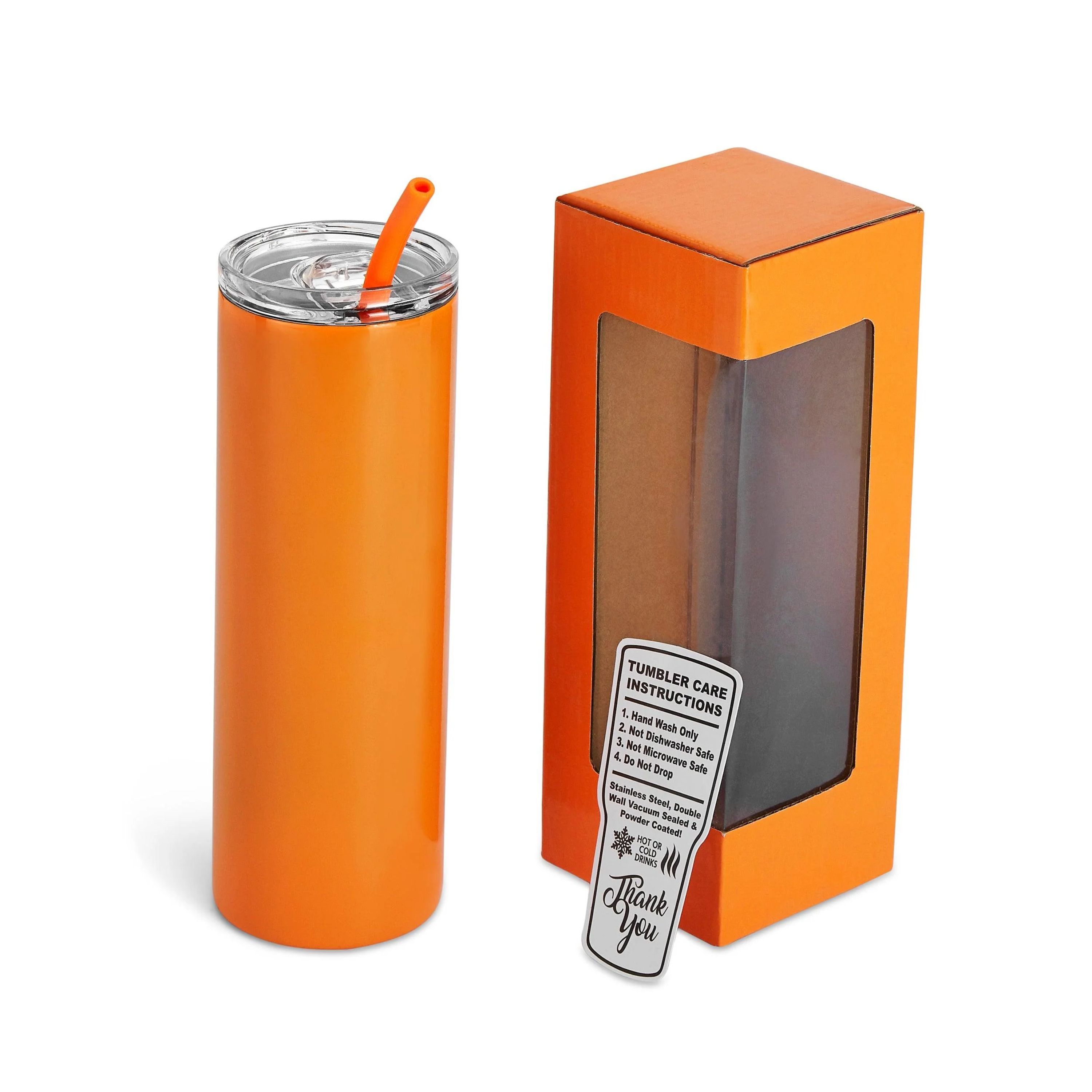 20 oz Unbranded Skinny Stainless Steel Tumbler w/ Color Matched Window Display Gift Box 3