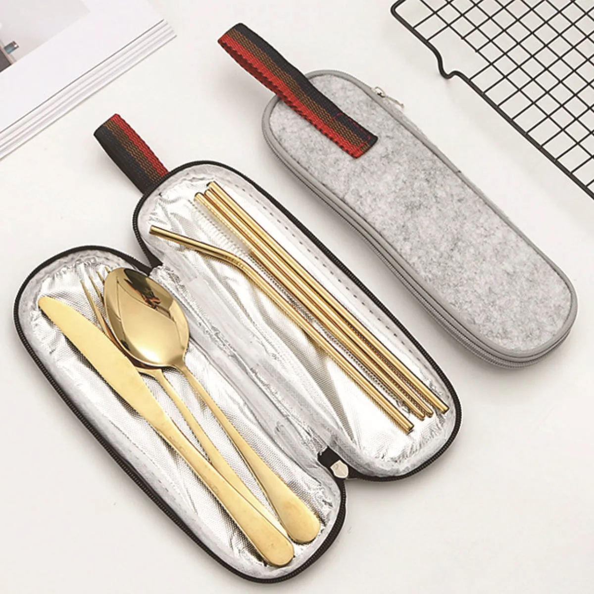 Portable Stainless Steel Reusable Cutlery Set with Case 3