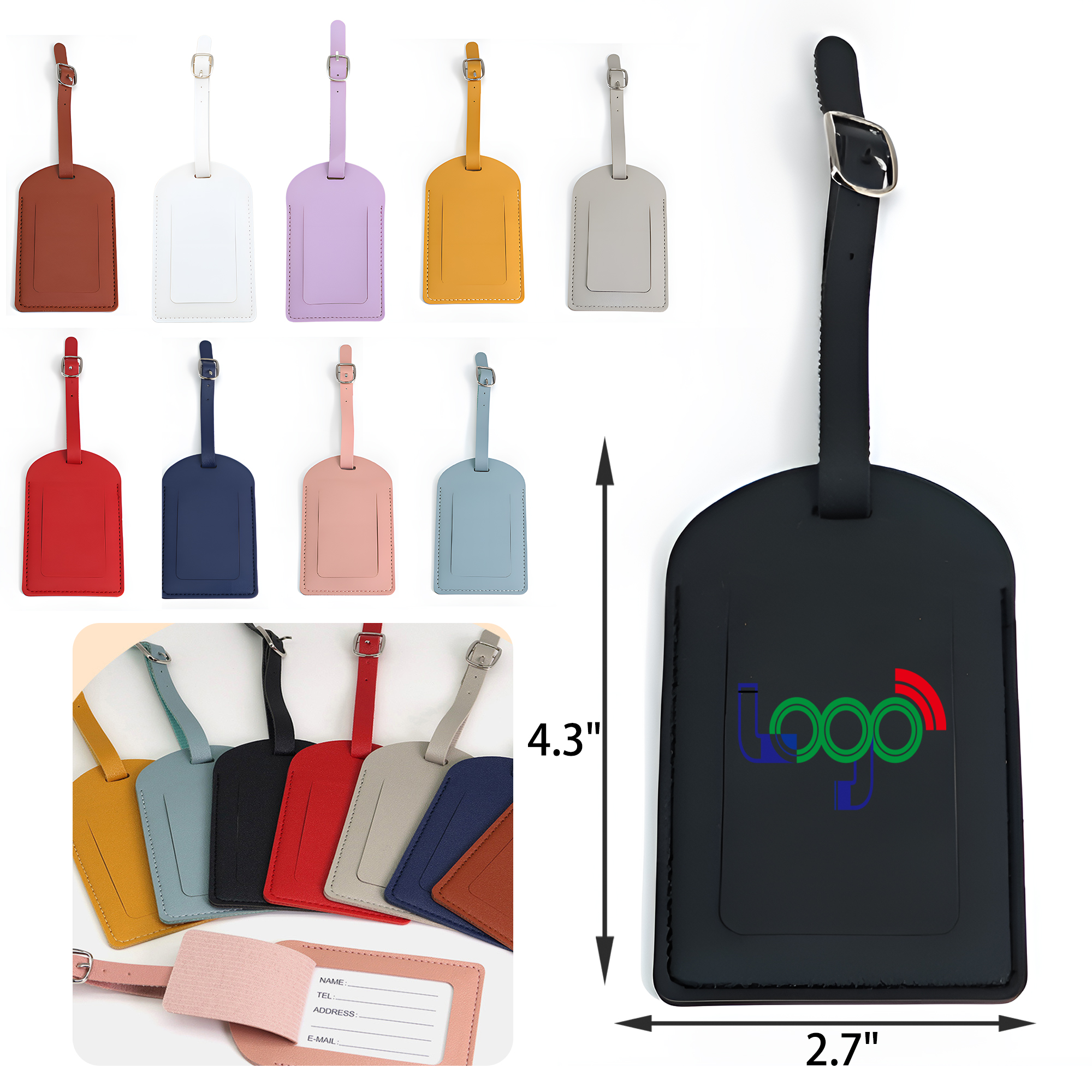MOQ 50 PCS PU Durable Leather Luggage Name Tag 3
