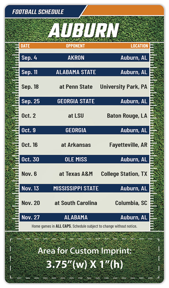 Magnet Sport Schedules - 4x7 Football Round Corners - 25 mil.