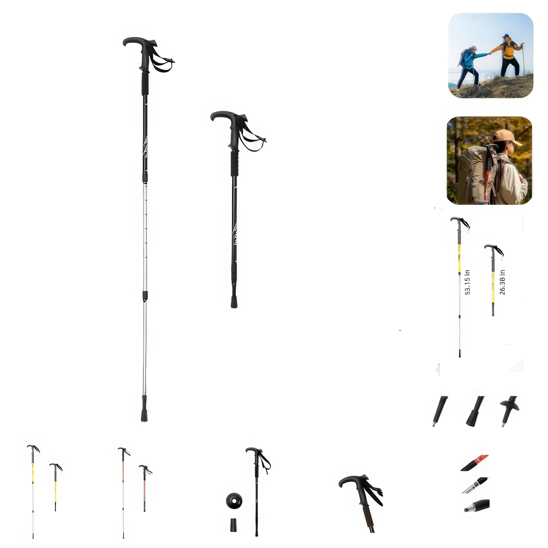Outdoor Folding T Shape Handle Trekking Pole 3