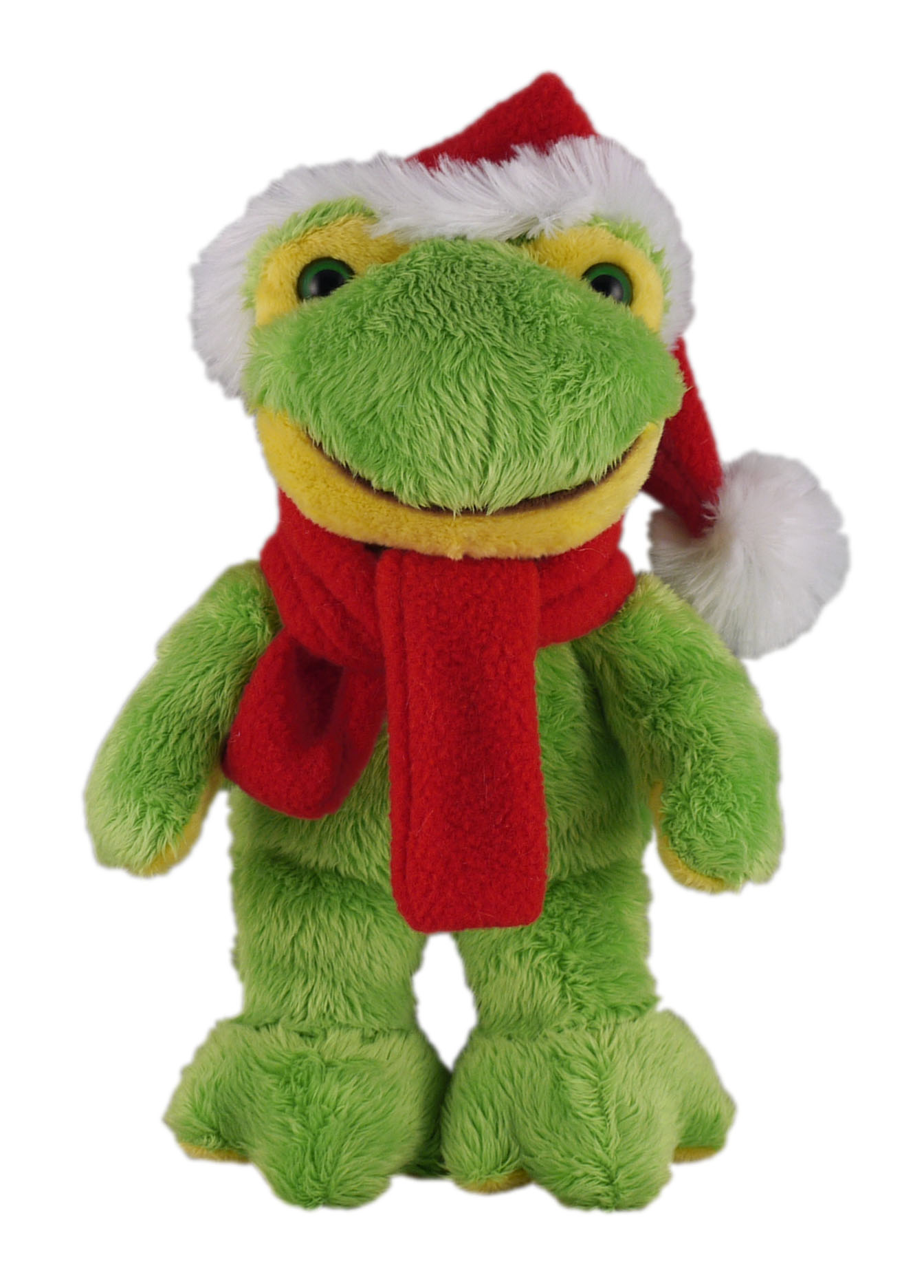 Soft Plush Stuffed Frog with Christmas Hat and Scarf 1