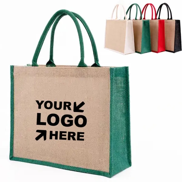 Two Tone Gusset Jute Tote Bag 1