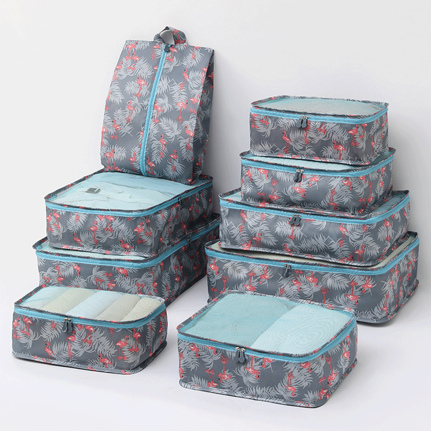9-Piece Set Travel Storage Packing Cubes Luggage Organizers 8