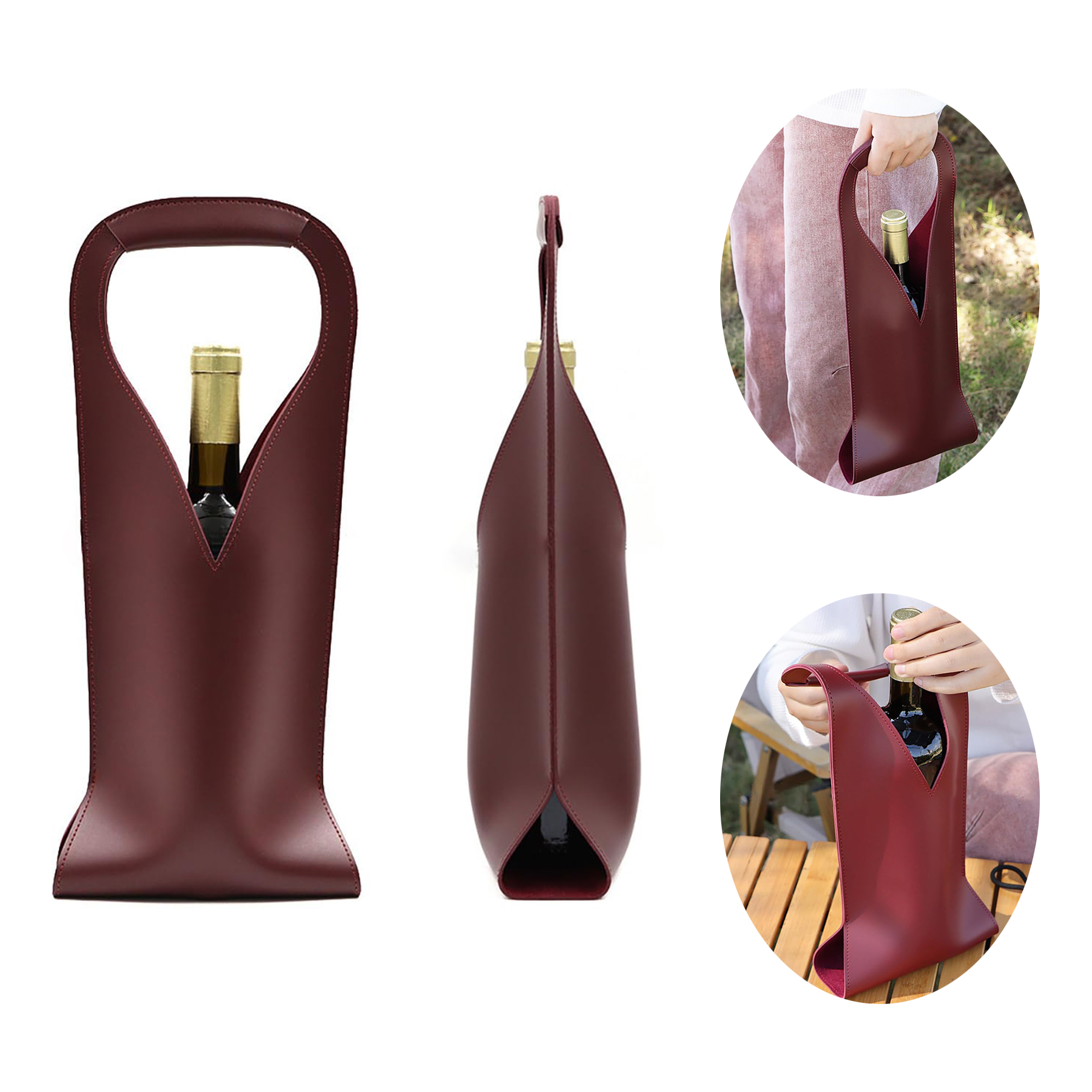 PU Leather Wine Tote Carrier Bag 2