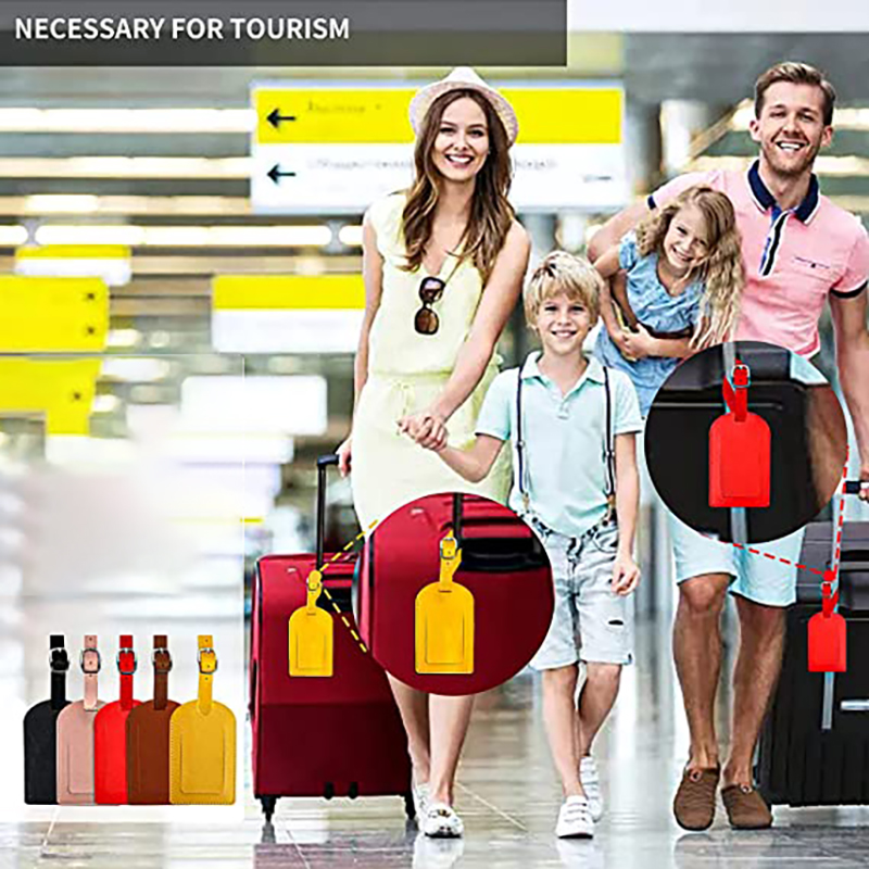 PU Leather Luggage Bag Tags w/Privacy Cover 24