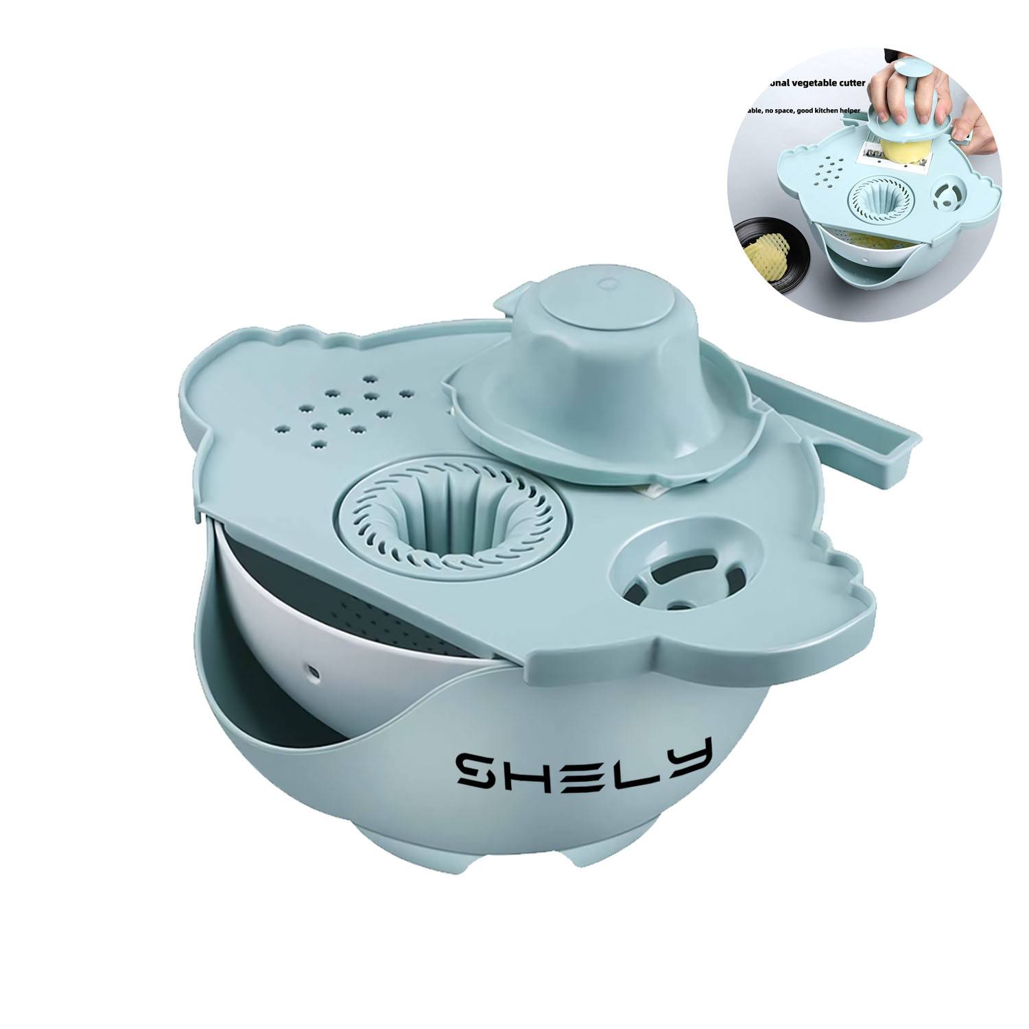 Magic Rotate Vegetable Cutter W/ Drain Basket 16