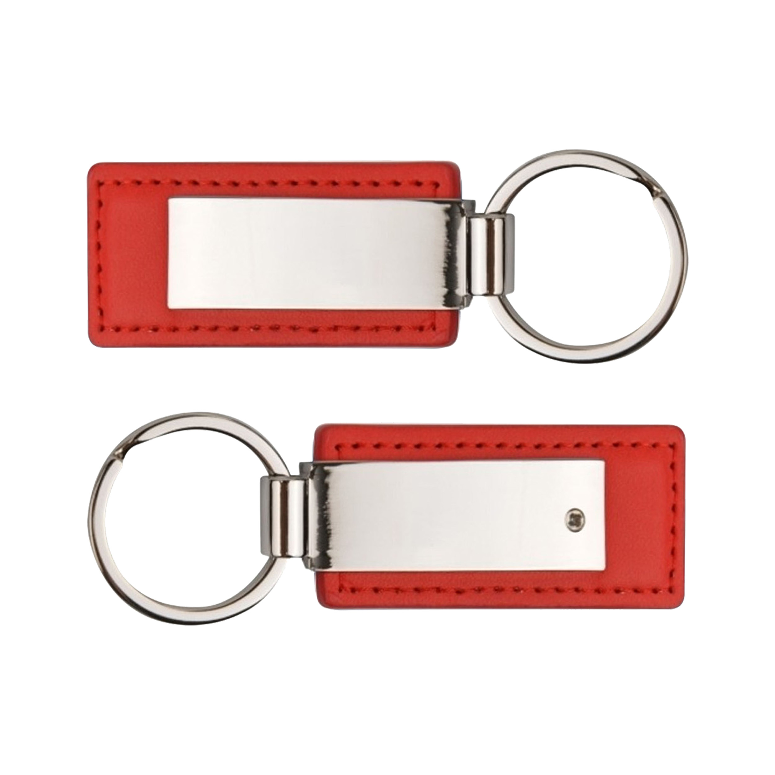 Leatherette with Rectangular Metal Shiny Key Tag 3