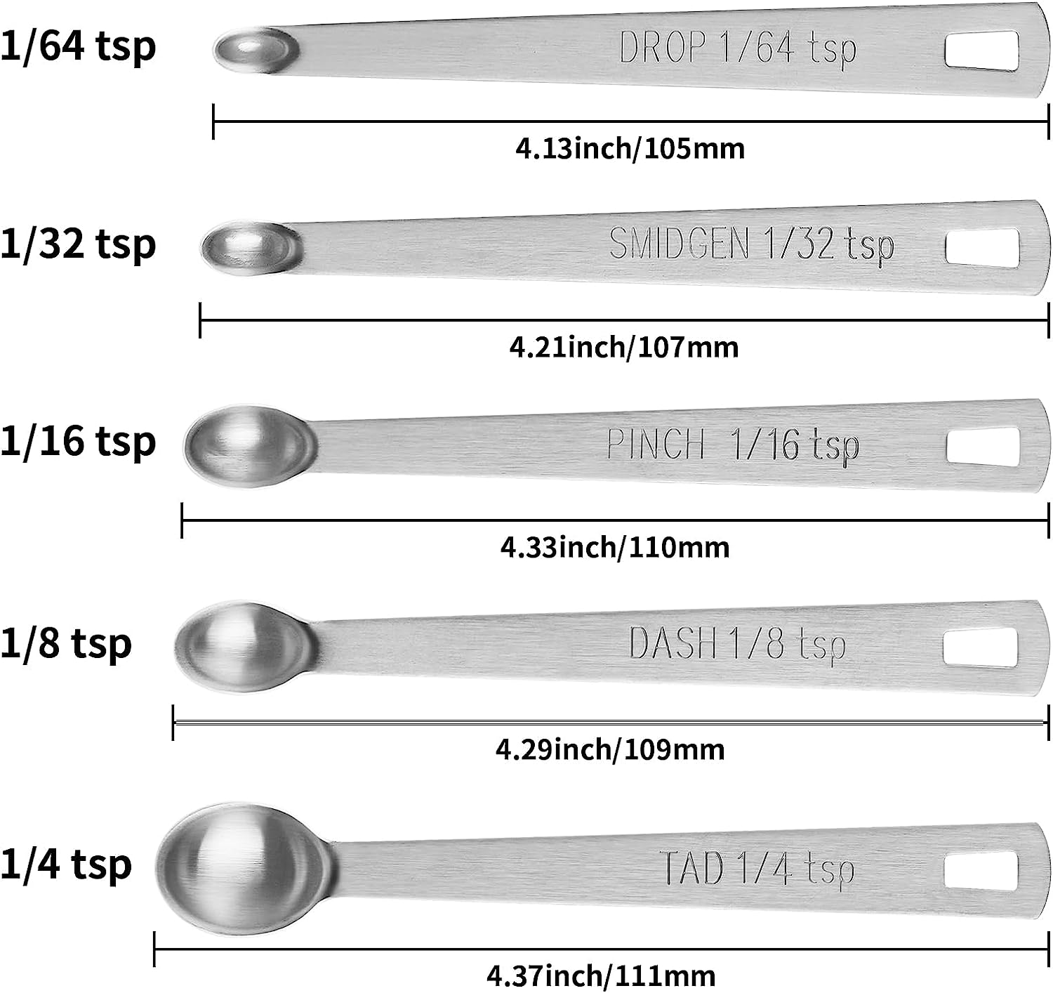 5Pcs Stainless Steel Small Measuring Spoons Set 2
