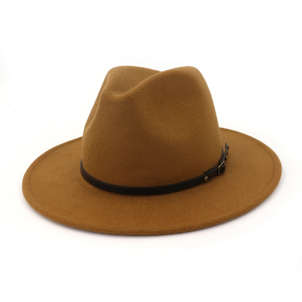 Womens Classic Wide Brim Wool Fedora Hat 3