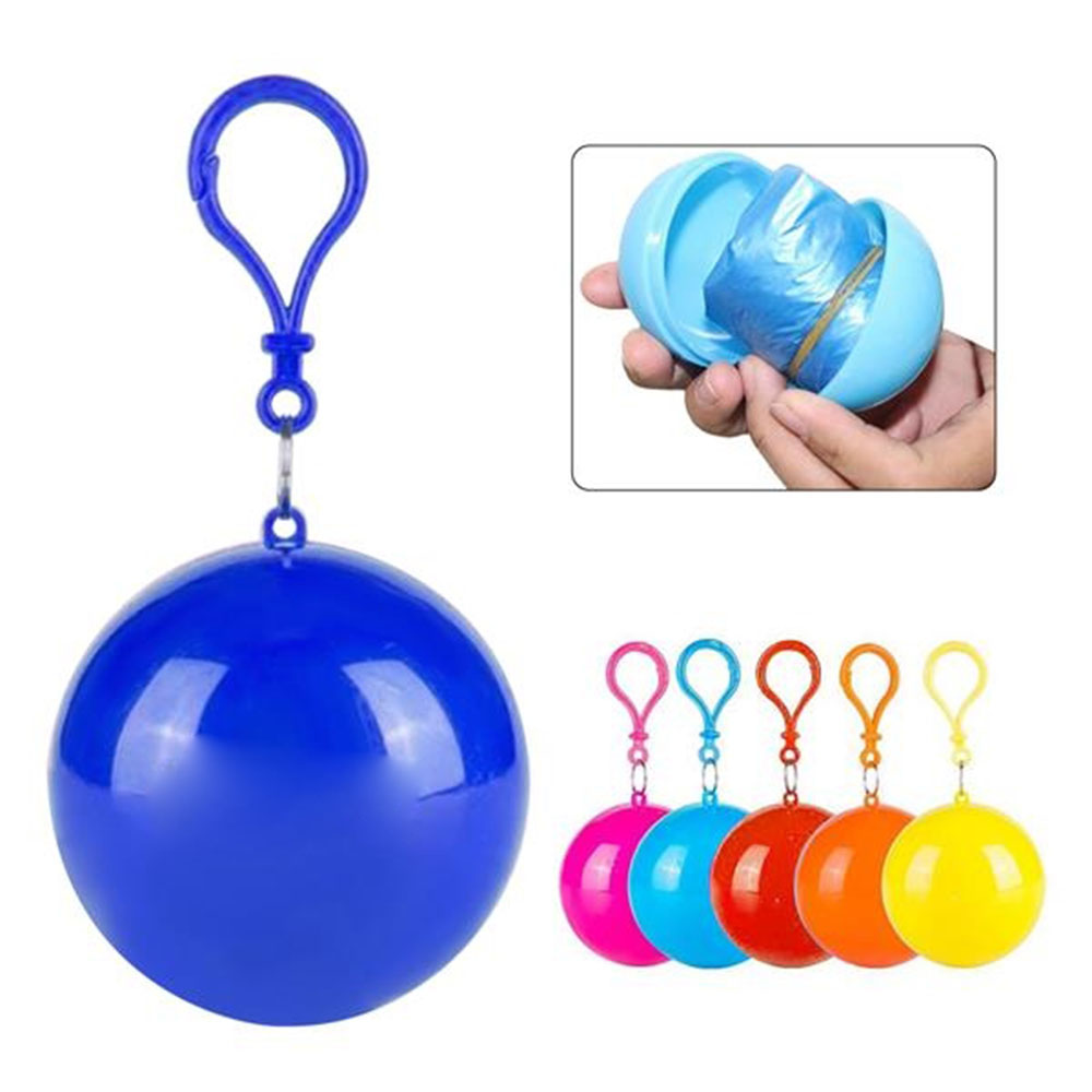 Disposable Portable Raincoat Poncho Ball Keychain 1