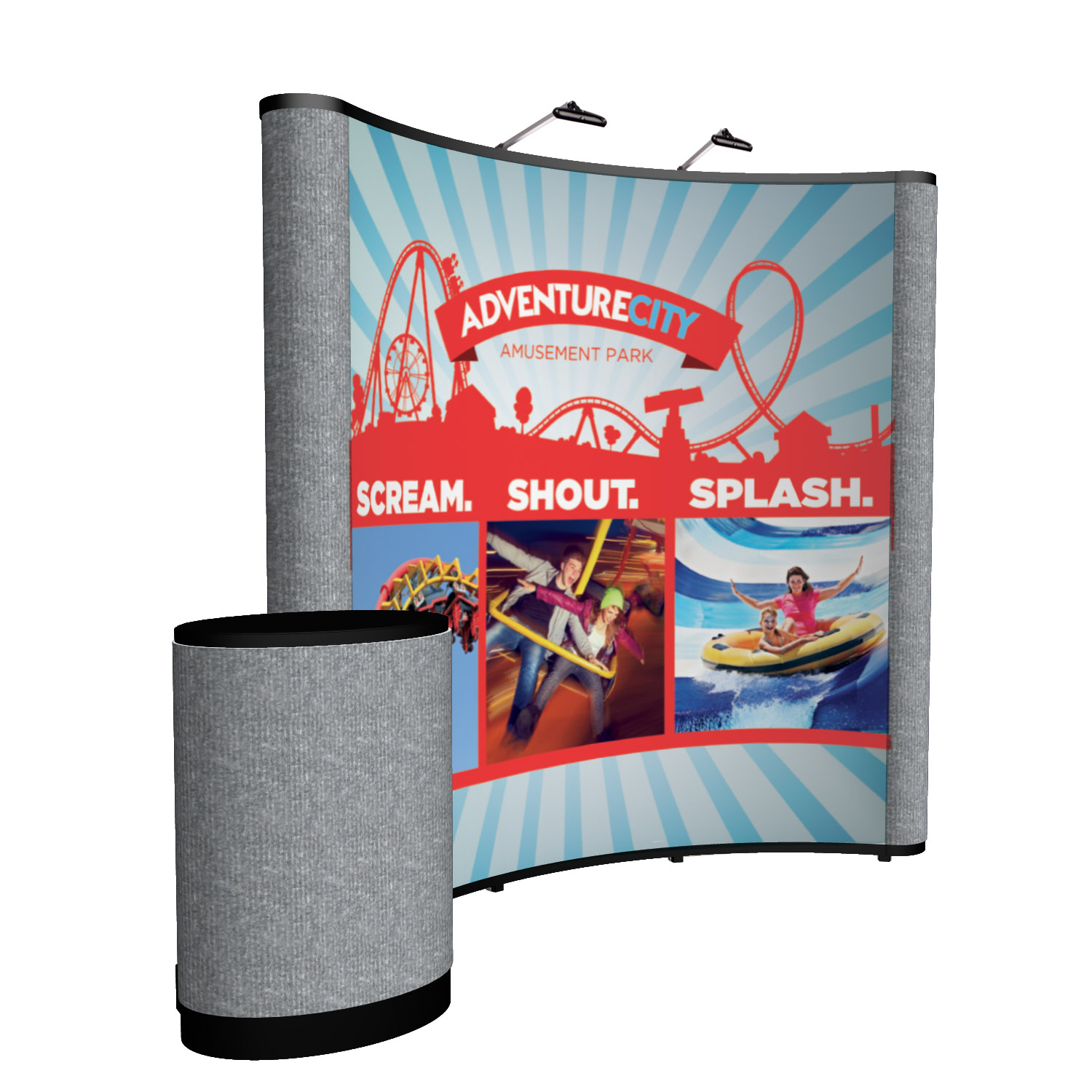 8' Curved Show 'N Rise Floor Display Kit (Mural with Fabric Ends) 7