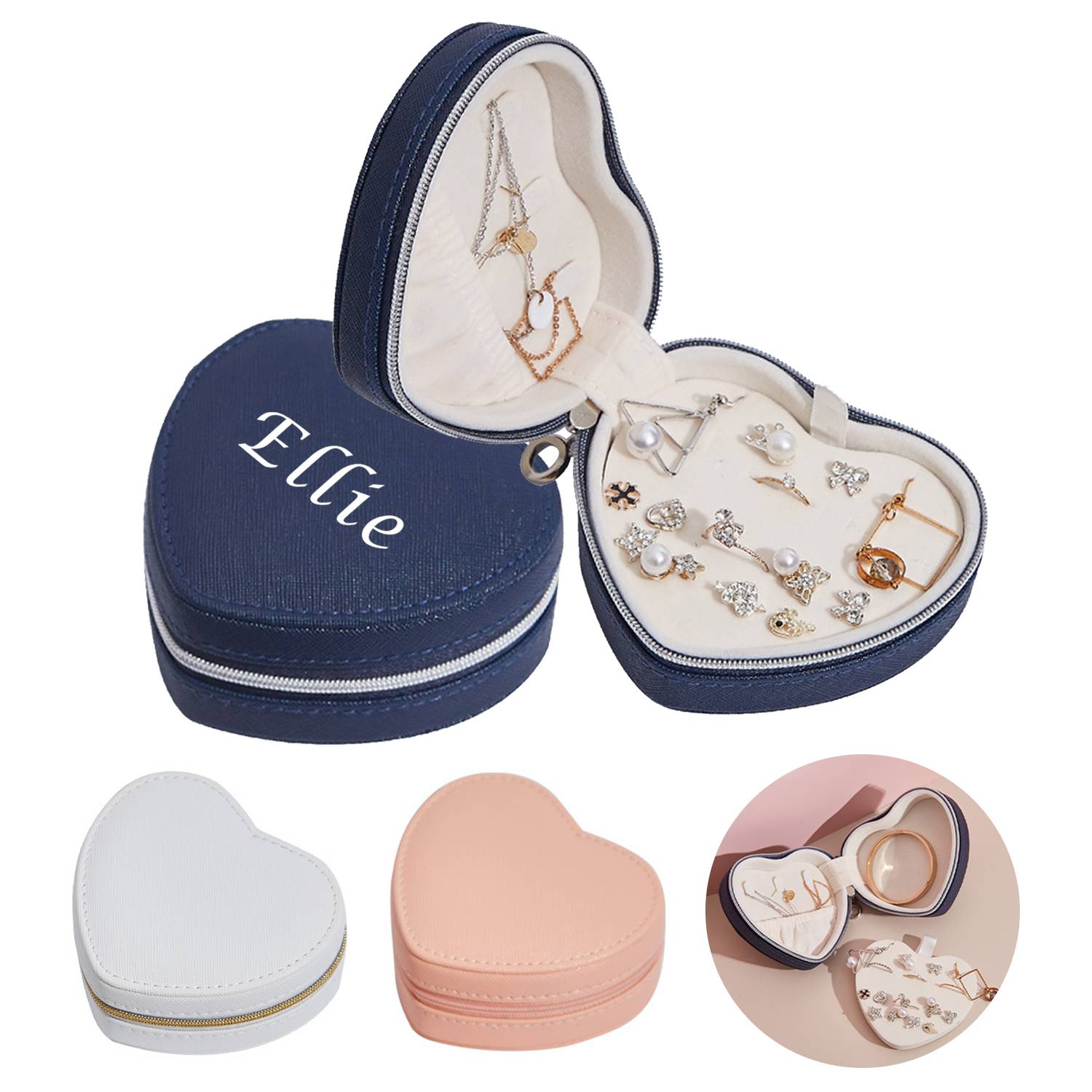 Heart-shaped Mini Travel Jewelry Case 2
