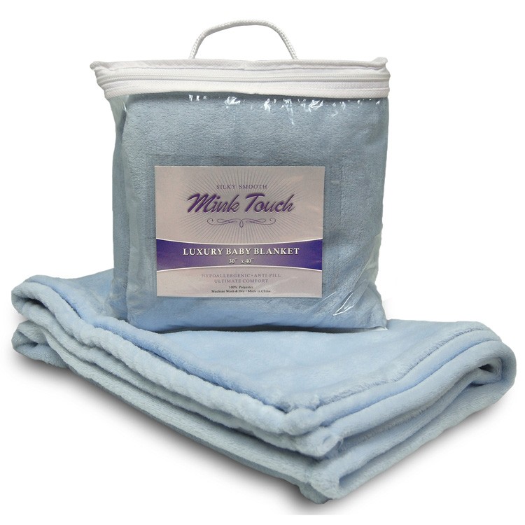 Light Blue Micro Fleece Crib Blanket 2
