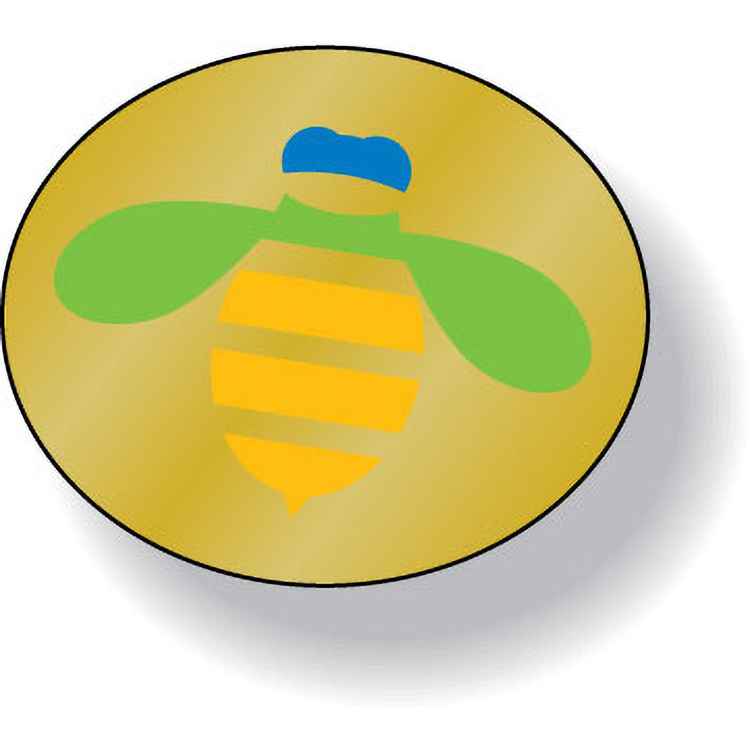 Dull Gold Foil Paper Flexo-Printed Stock Oval Roll Labels (.625"x.75")