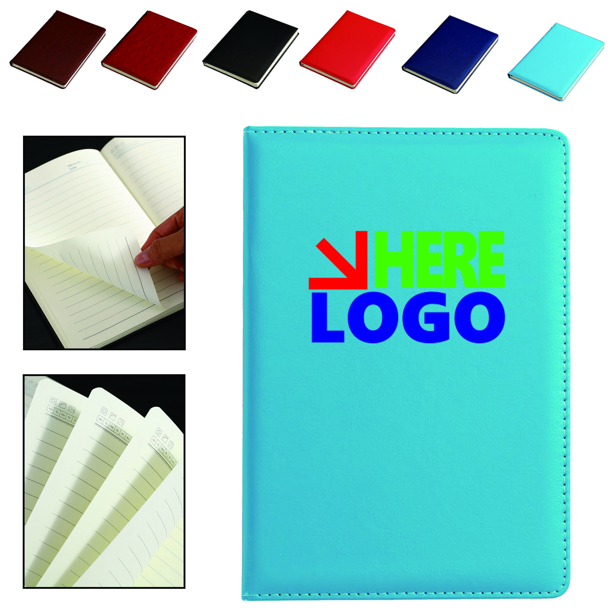 MOQ50 Portable A5 PU Leather Notebook Full Color 2